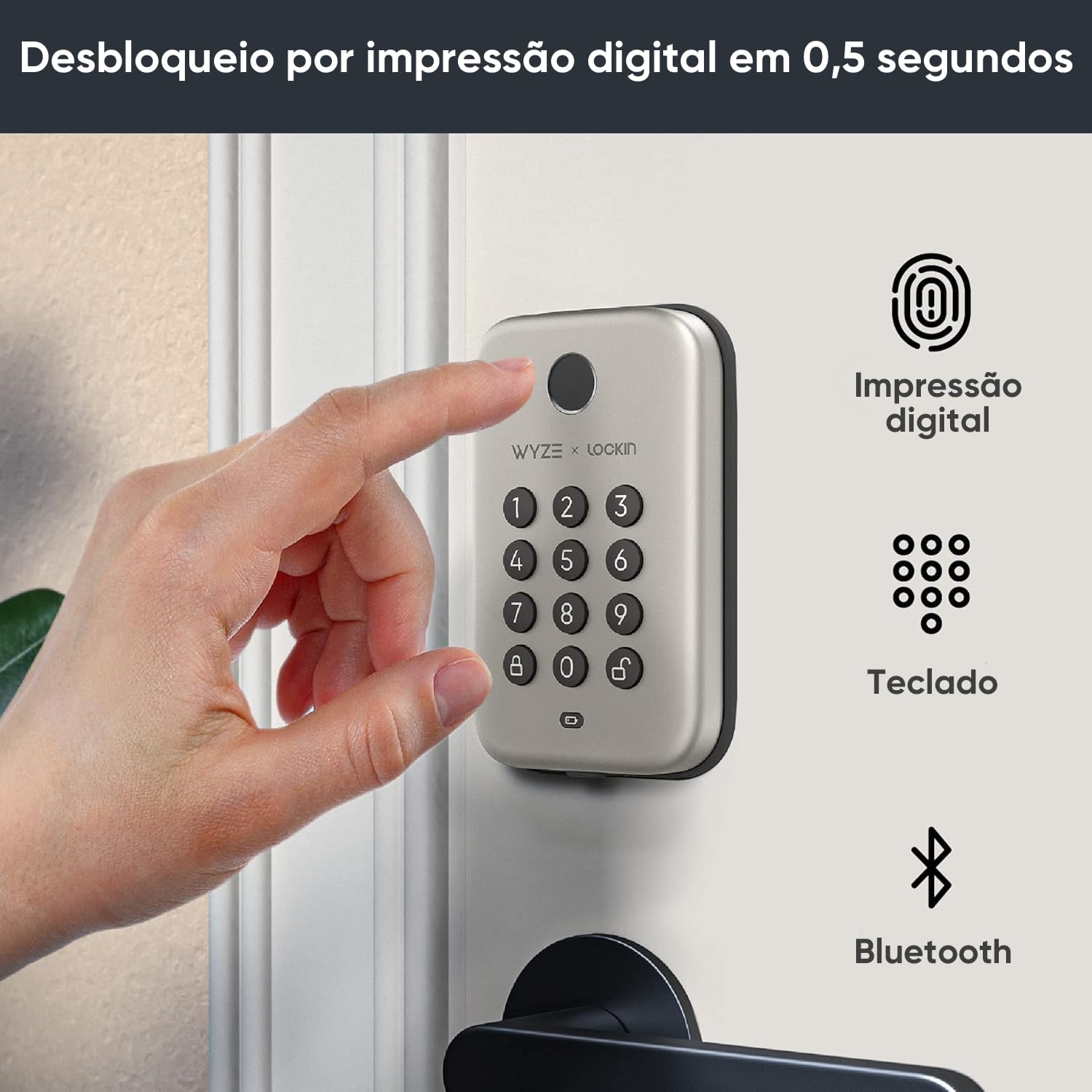 Wyze Auto-Lock Smart Deadbolt - Fingerprint & Keypad Entry Electronic Door Lock with IPX5 Weatherproof, Easy Installation in Satin Nickel Finish | Ideal for Home Security & Smart Access Control