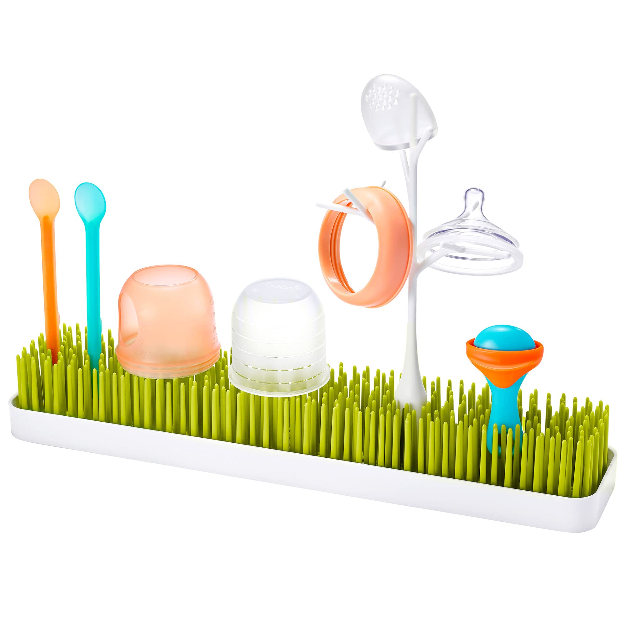 Boon Twig Baby Bottle Drying Rack Accessories - Space-Saving Nursery Organizer for Baby Bottles & Feeding Supplies - 2-Pack Bottle Drying Stand with Storage - Perfect for Breast Pump Parts, Pacifiers & Baby Utensils in Nursery or Kitchen