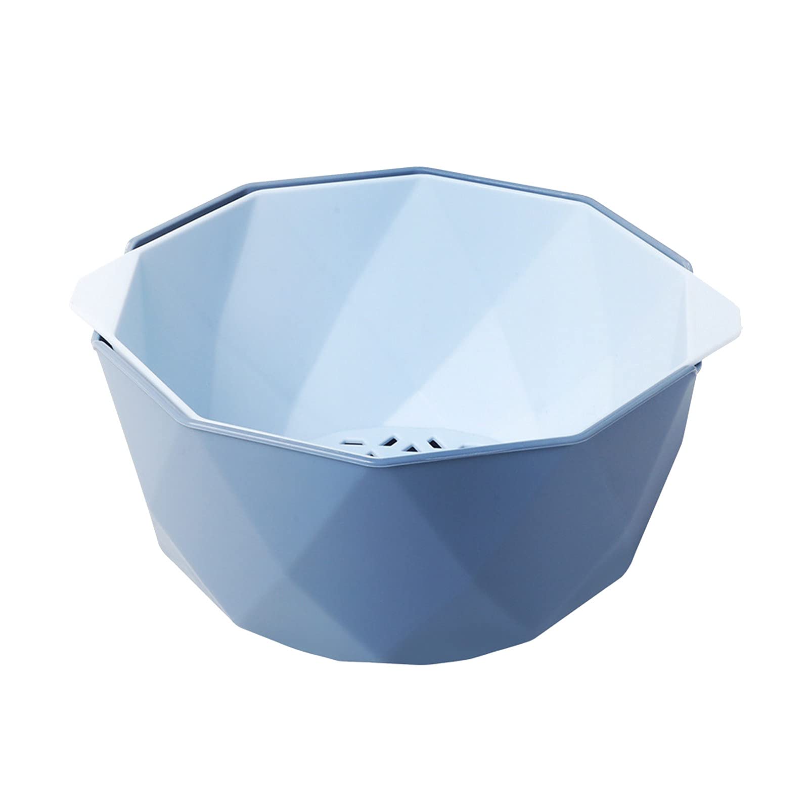 Zerlibeaful Double-Layer Hollow Vegetable Basket - Large Blue Kitchen Storage & Drying Rack for Efficient Washing, Organizing, and Drying in Home, Dining & Bar Settings