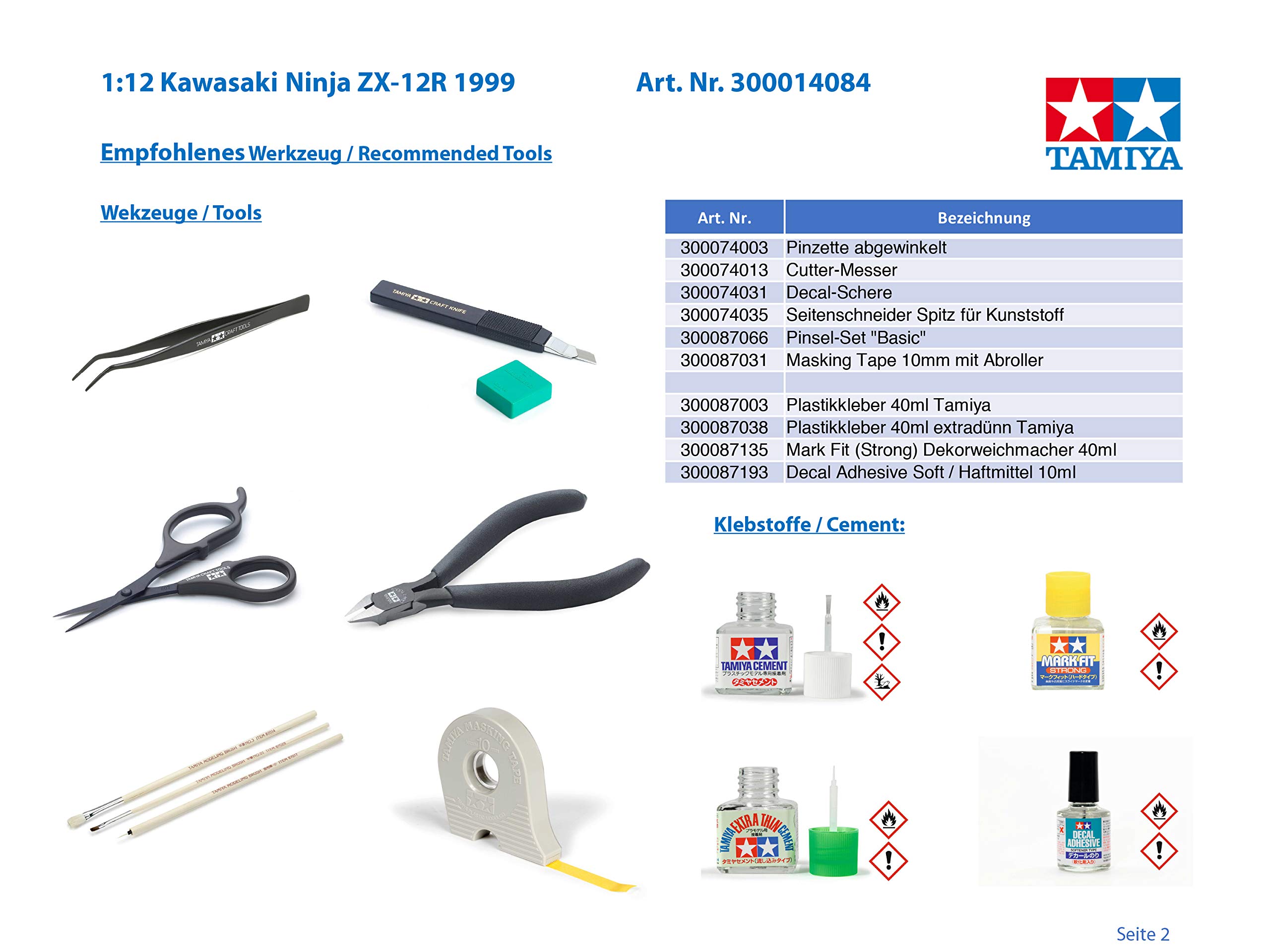 Tamiya 14084 Kawasaki Ninja ZX-12R 1/12 Scale Model Plastic Kit - Motorcycle Building Kit for Hobbyists & Collectors - Perfect for Display, Gifts & Model Building Projects