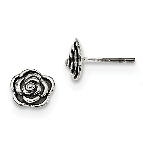 Antique Rose Sterling Silver Post Earrings for Women - Elegant Vintage Style Jewelry for Everyday Wear & Special Occasions