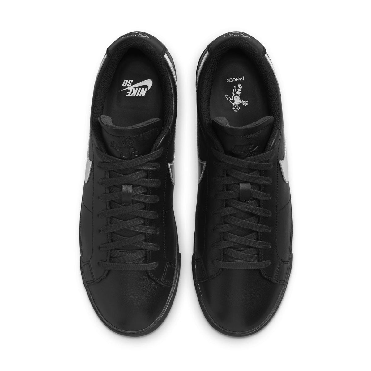 Dancer Skateboards SB Zoom Blazer Low Sneakers - Black Metallic Silver Colorway | Men's Skate Shoes for Street Style & Urban Fashion