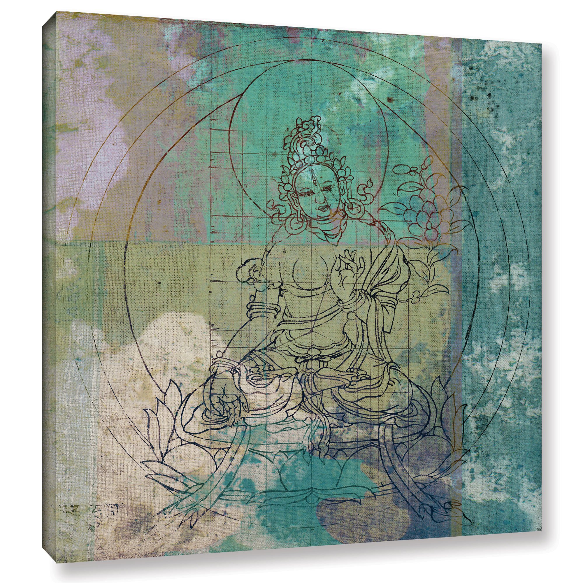 Elena Ray 'Buddha Remix I' Gallery Wrapped Canvas Art Print - 18x18 Inches Modern Home Decor for Living Room, Bedroom & Office Wall