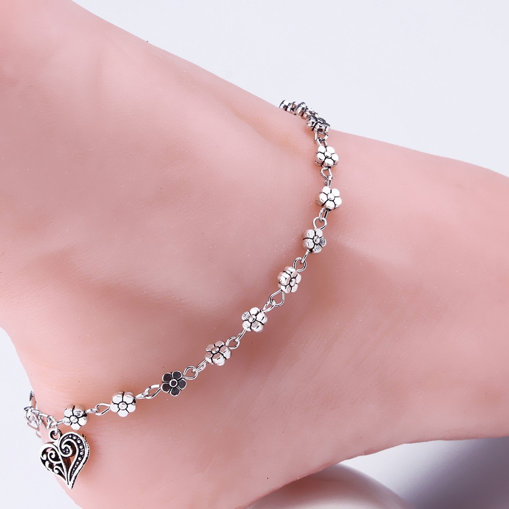 Personalized Name Bracelet Chain Sandal Anklet for Women - Adjustable Beaded Barefoot Jewelry for Beach, Vacation & Summer Outfits (One Size, 2-Pack)