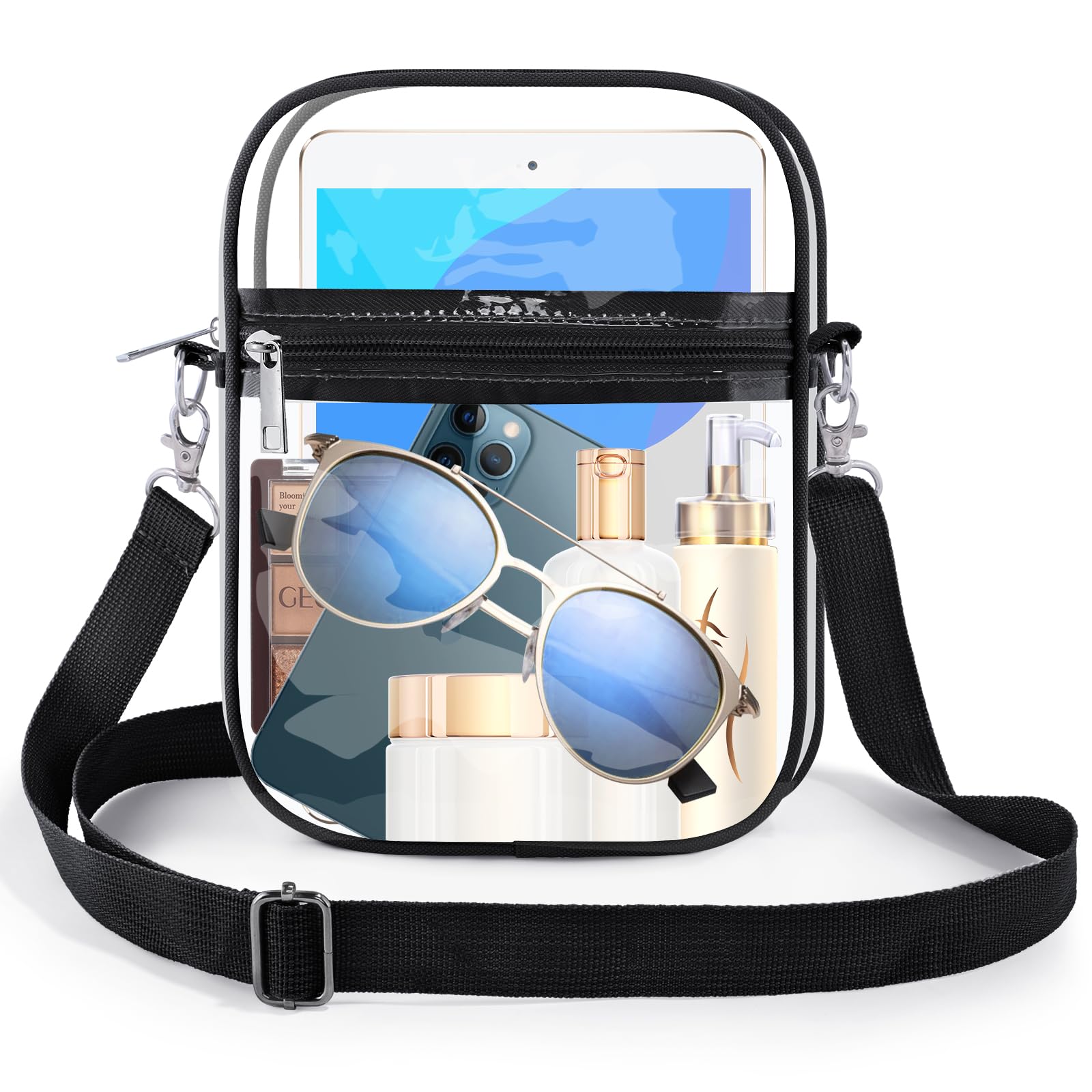 Clear Stadium Bag for Women - Transparent Crossbody Purse & Backpack for Concerts, Sports Events, and Travel - FAA Approved Security Tote