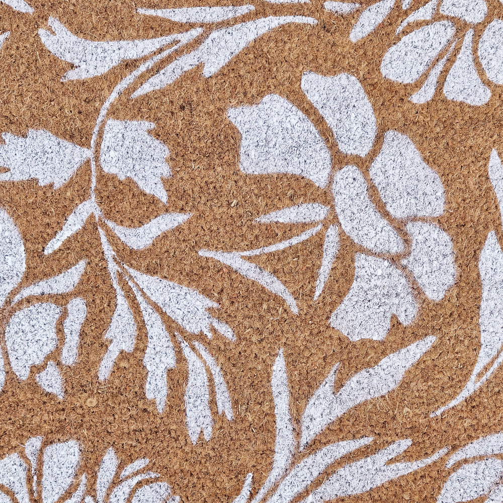 Premium PVC Backed Coir Doormat 45x75cm - Natural Jasmine Pattern, Heavy Duty Dirt Trapper for Entryway, Porch, Garage & Outdoor Use - Eco-Friendly & Durable Floor Mat