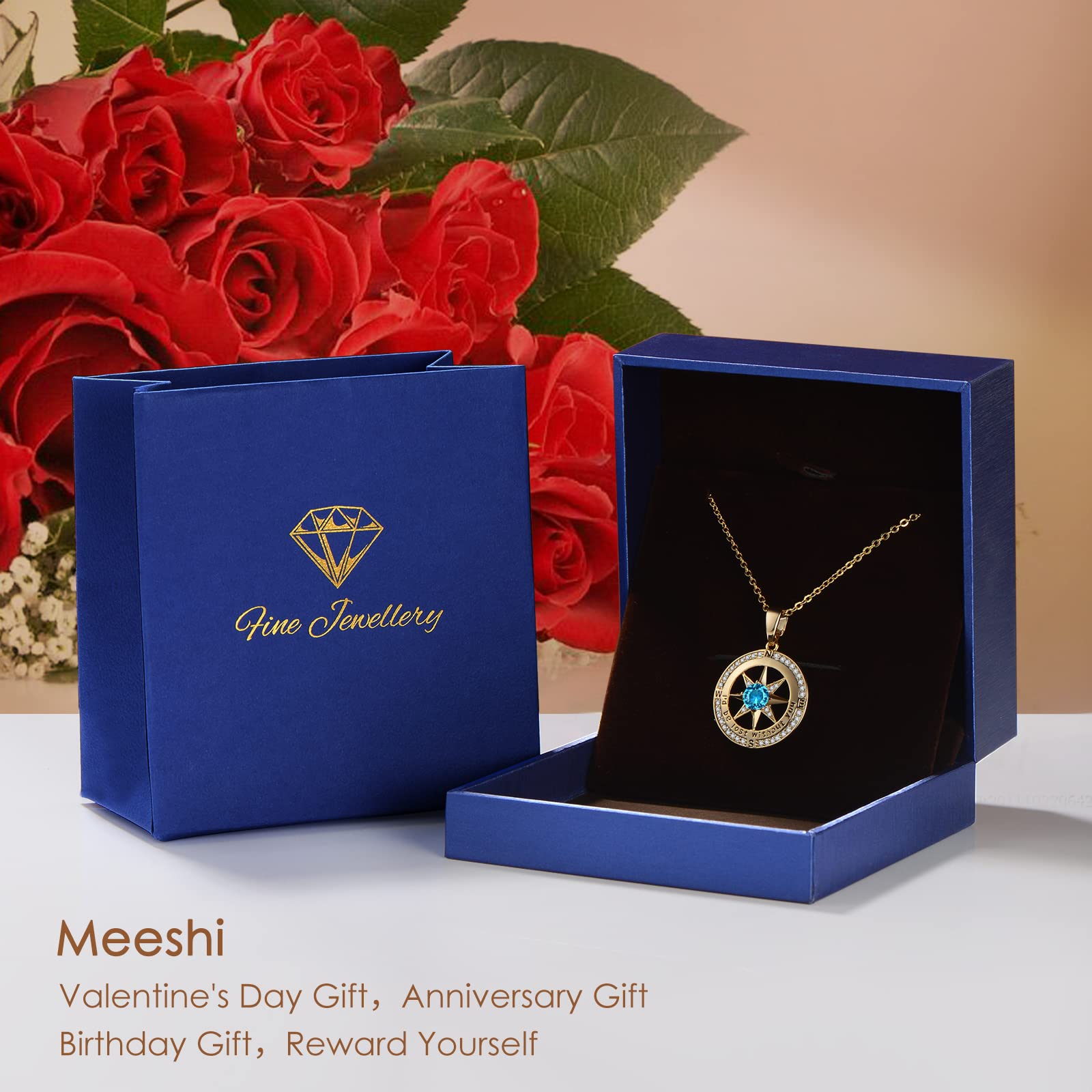Elegant Gold Compass Necklace for Women - Perfect Anniversary & Birthday Gift Idea for Wife, Her, Girlfriend - Great for Travel, Adventure & Everyday Wear Jewelry