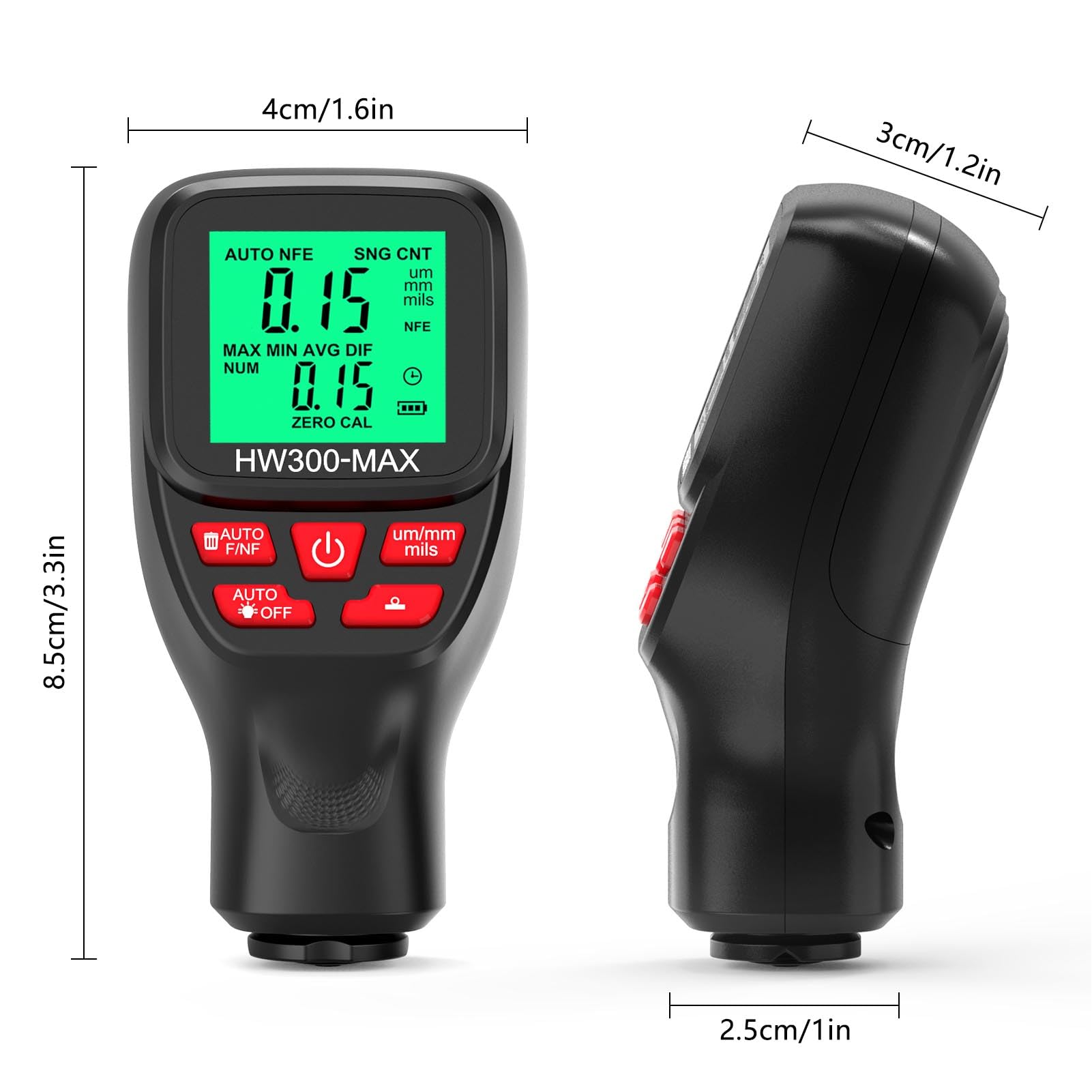 Digital Paint Thickness Gauge for Cars - High Precision Coating Meter for Automotive, Manufacturing & Metal Processing | Paint Depth Measurement Tool for Chemical Industry & Customs Inspection | Ideal for Auto Body Shops, Quality Control & Industrial Applications