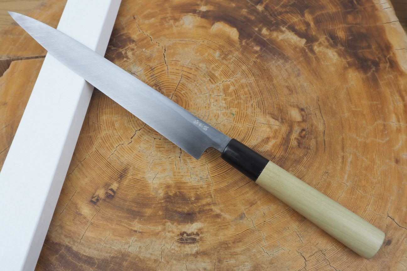 Premium Zan Shin White Steel Sashimi Yanagiba Knife - 18cm/24cm Japanese Sushi Chef Knife with Wooden Sheath - Perfect for Slicing Raw Fish, Sushi Preparation & Professional Kitchen Use