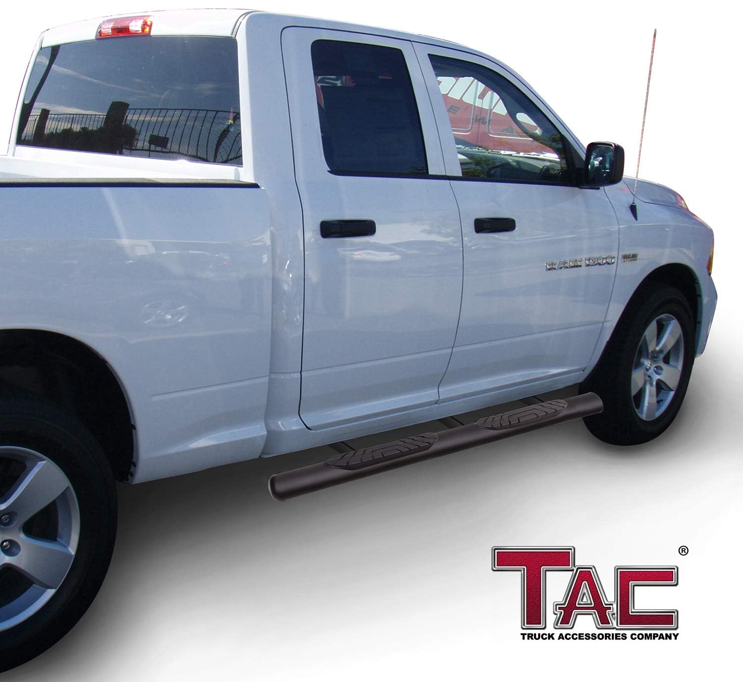 TAC Black Side Steps for 2009-2024 RAM 1500 Quad Cab - Off Road Truck Accessories for Adventure