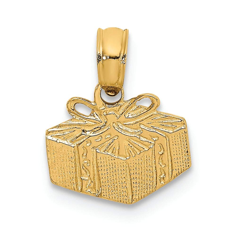 14K Yellow Gold Engraved Flat Charm Pendant - FJC Finejewelers Gift Box for Women, Anniversary, Birthday & Special Occasions
