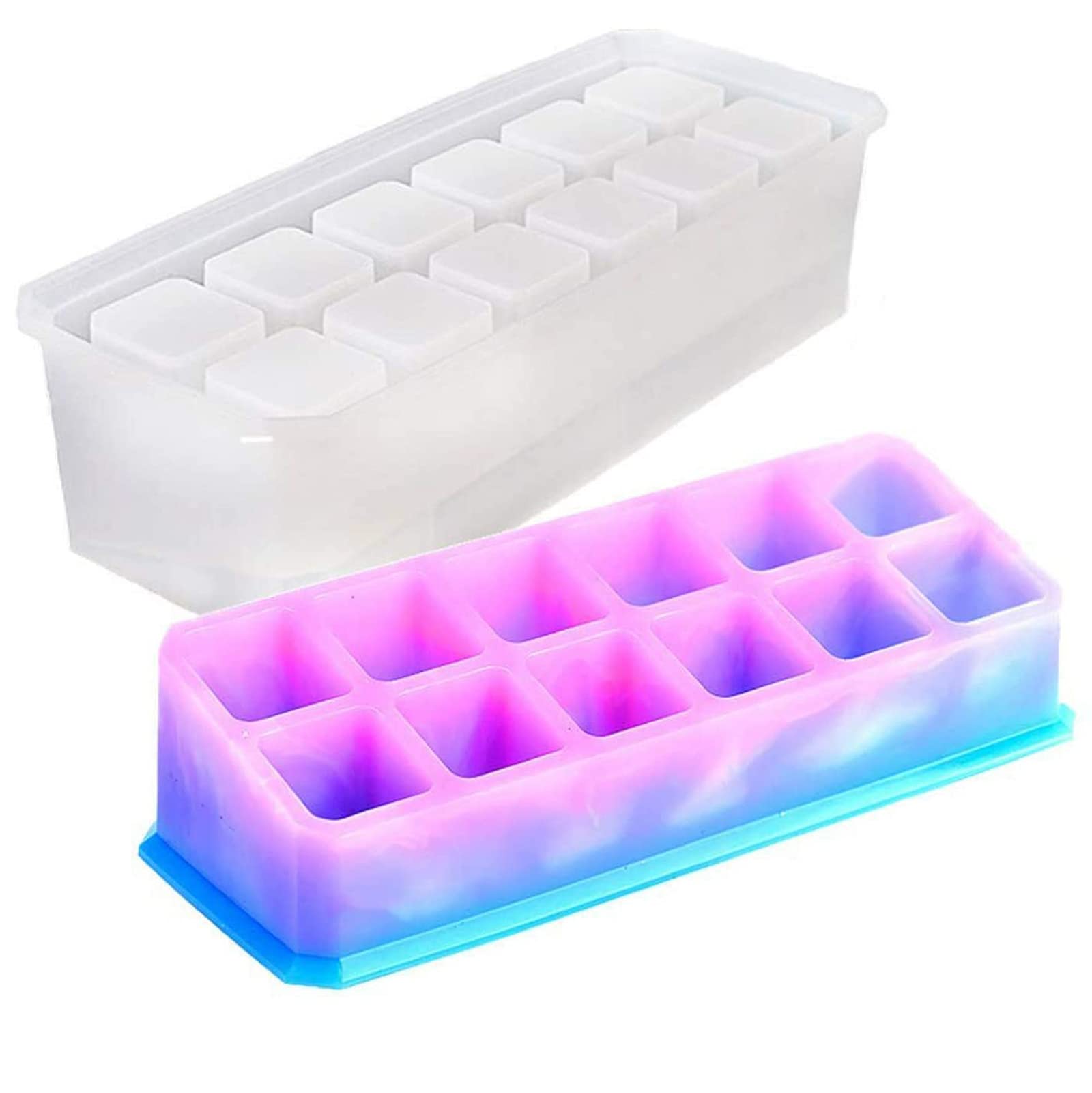 UXIYI 12-Slot Resin Silicone Molds for Epoxy Crystal Jewelry Box - DIY Accessory Storage & Home Decor Crafting - Perfect for Handmade Gifts, Organizers, and Decorative Displays