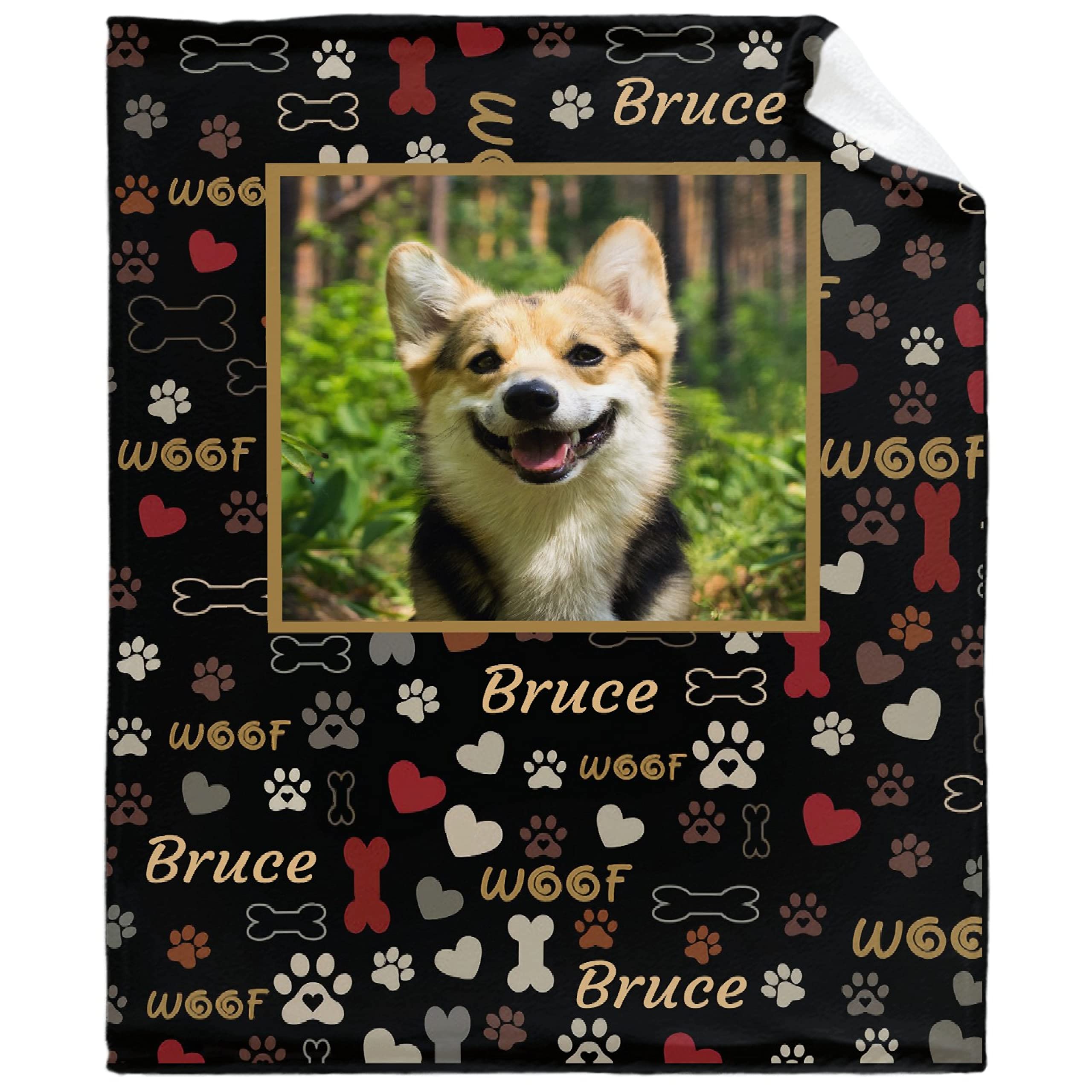 Custom Personalized Dog Blanket with Photo & Name - Soft Plush Fleece Throw Blanket for Pets - Perfect Gift for Dog Lovers, Mom & Dad - Cozy Corgi Design for Bed, Sofa & Couch - XL Size for Family Comfort & Home Decor