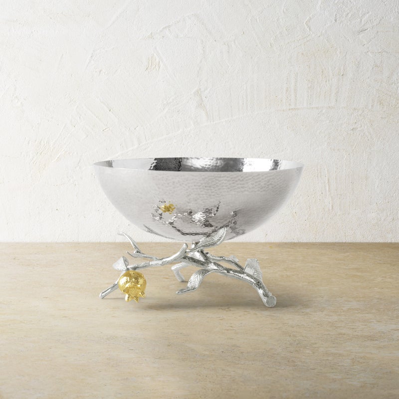 Elegant Pomegranate Silver & Gold Small Bowl - Perfect for Home Decor, Gift Giving & Party Serving | Handcrafted Decorative Bowl for Dining Table, Centerpiece & Display