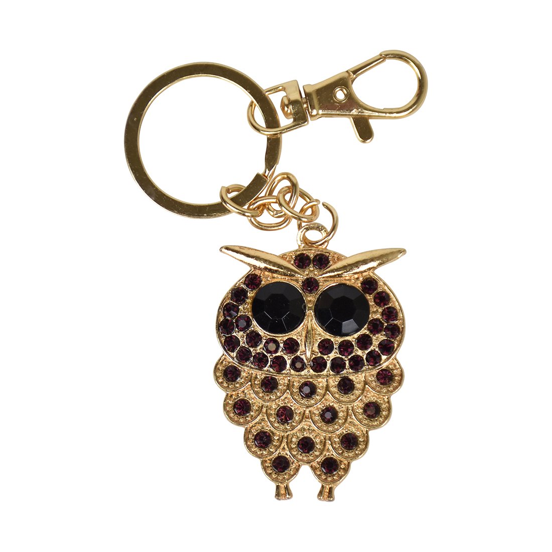 Stylish Gold Studded Owl Keychain Charm - Elegant Key Ring for Women & Men | Perfect for Gifts, Handbags, Backpacks & Key Organization