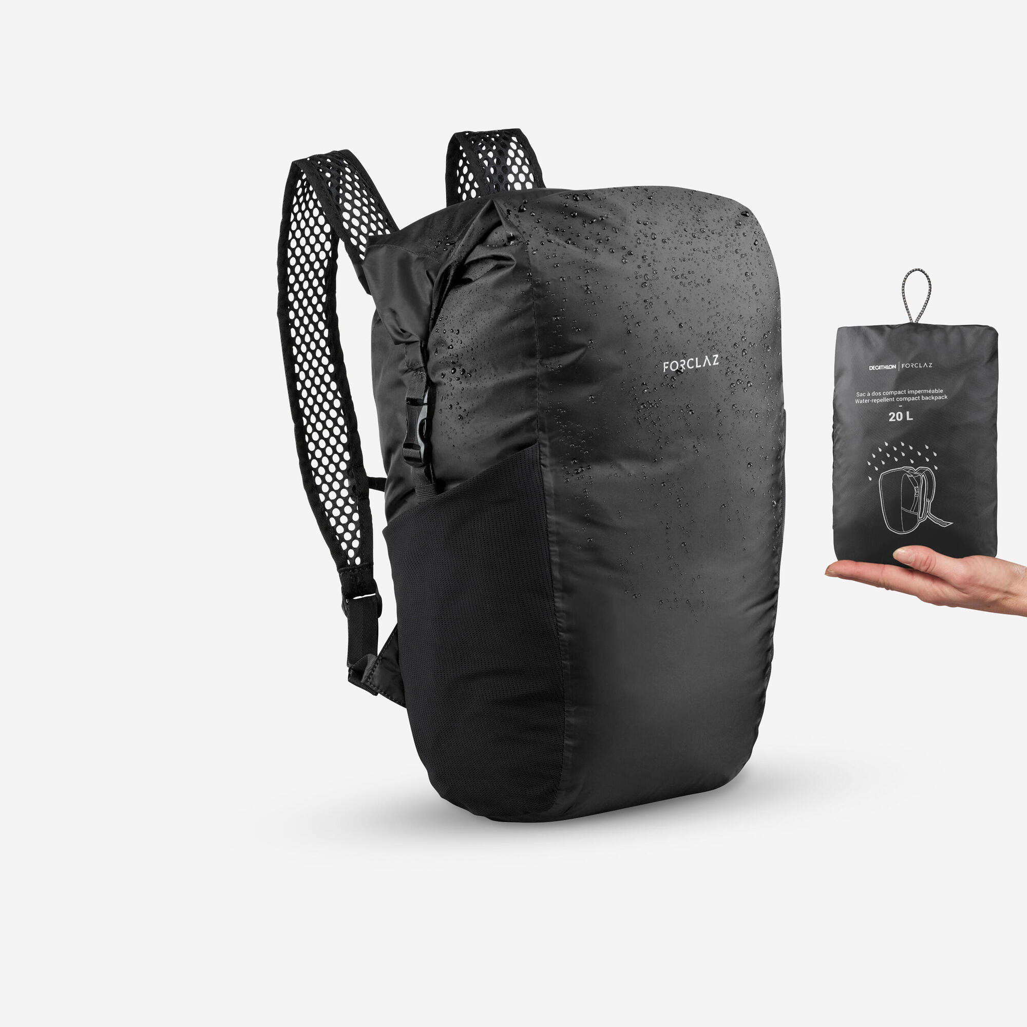 Forclaz Travel 100 Compact Waterproof 20L Hiking Backpack - Lightweight Daypack for Outdoor Adventures, Camping & Travel