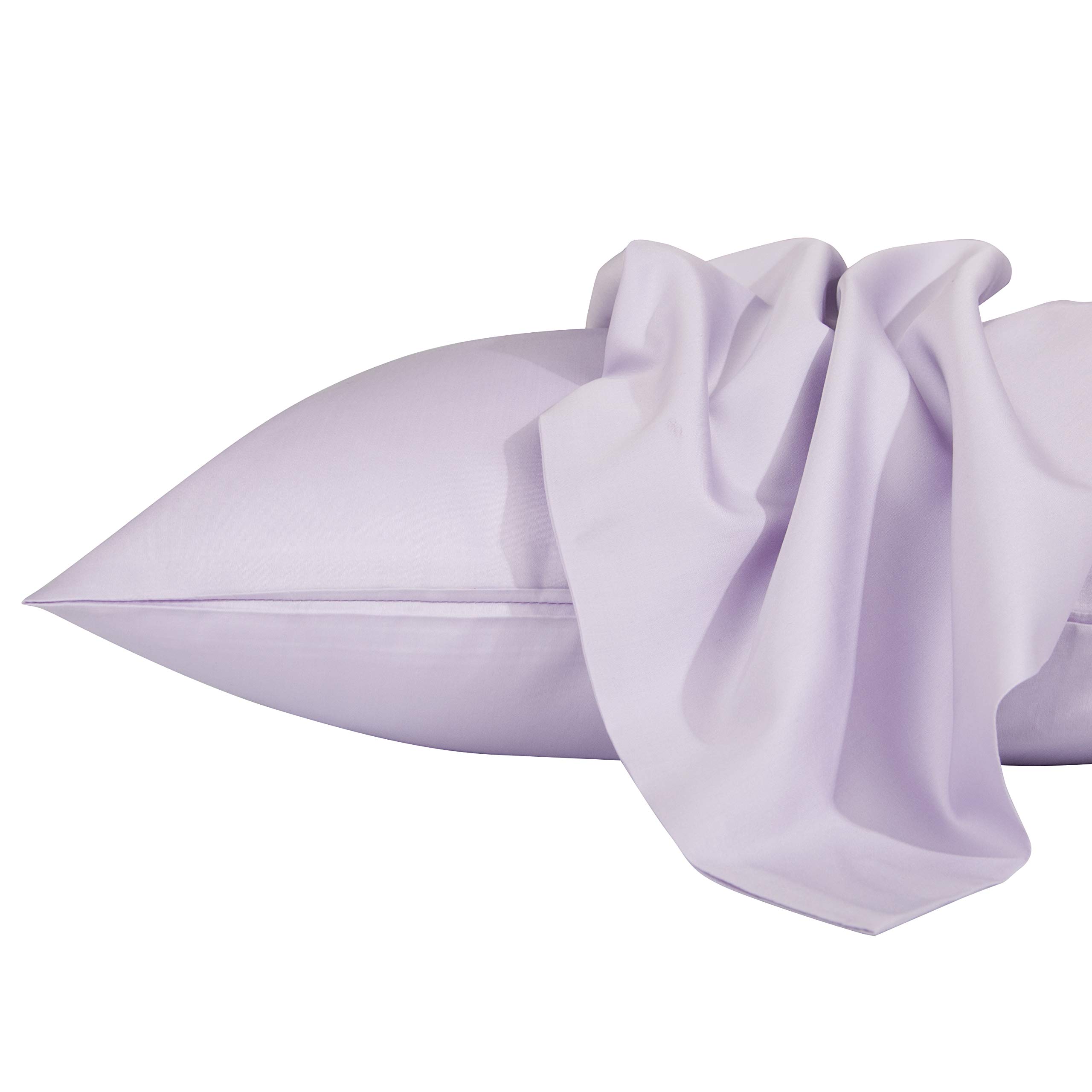 Premium Egyptian Cotton Queen Pillowcases Set of 2 - 500 Thread Count Soft & Breathable Envelope Closure Pillow Covers (20x30 Inches, Light Purple) - Luxury Bedding for Hotels, Guest Rooms & Master Bedrooms