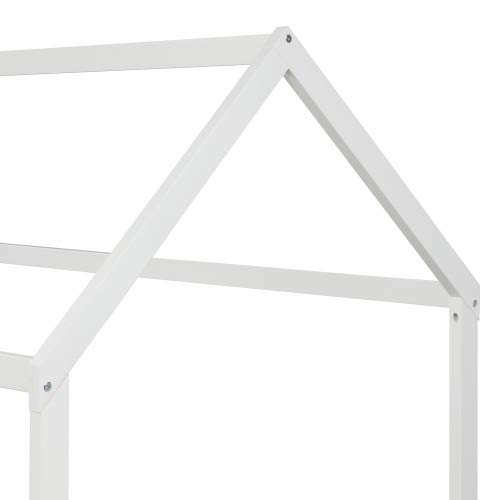 Wood Twin Bed Frame with Fence - Cabin Floor Bed for Kids Nursery & Playroom