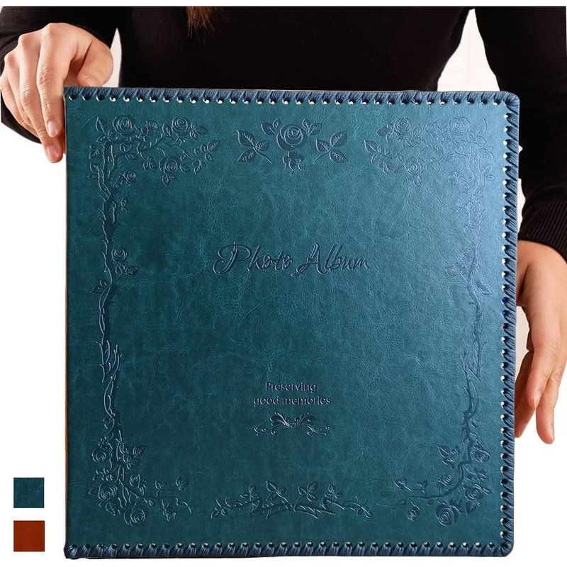 Vintage Leather Photo Album with Self-Adhesive Pages - Scrapbooking, Wedding Memories & Family Photo Preservation