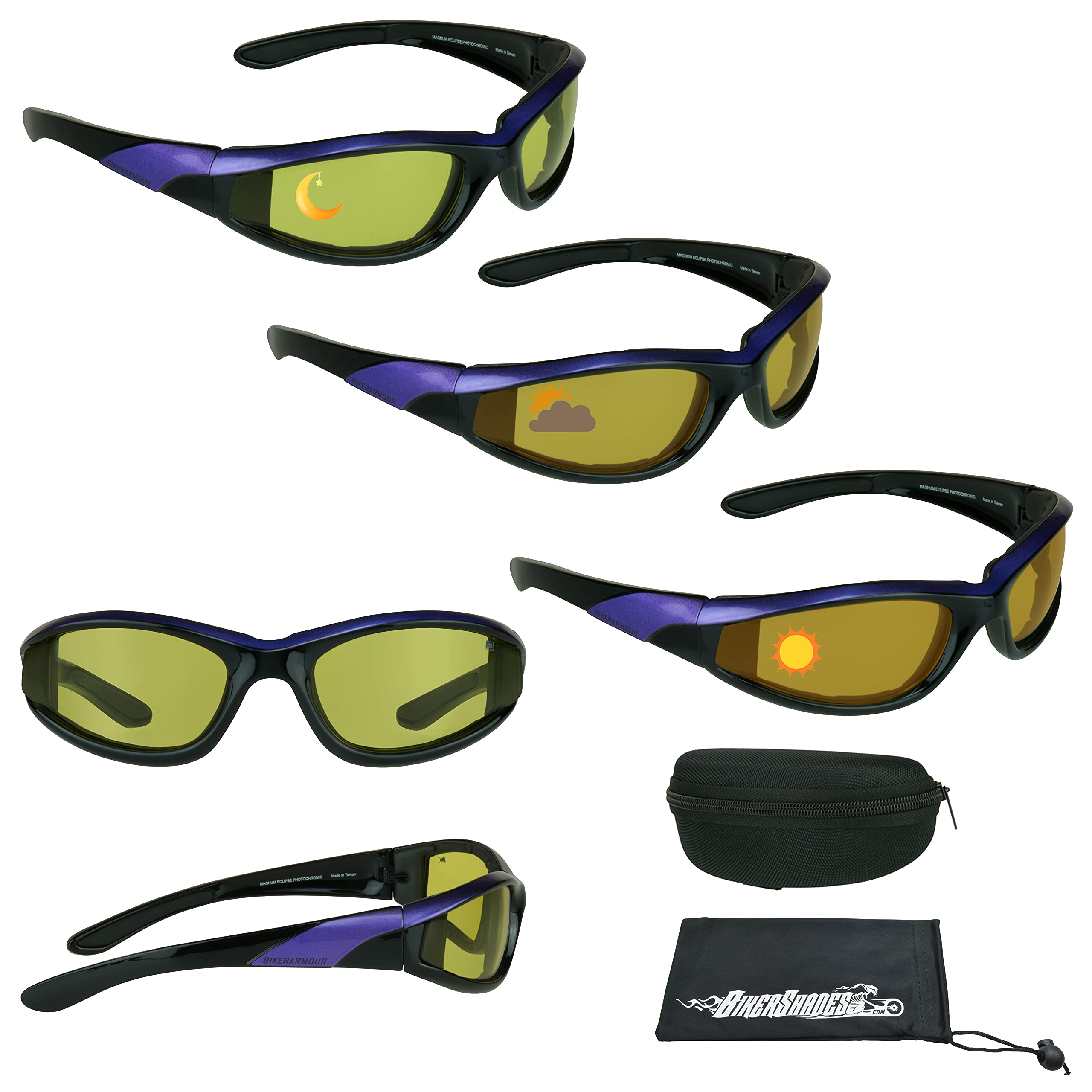 BikerShades Photochromic Motorcycle Glasses for Men & Women – Transition Lens Safety Eyewear for Day & Night Riding | UV Protection, Anti-Glare, Comfort Fit