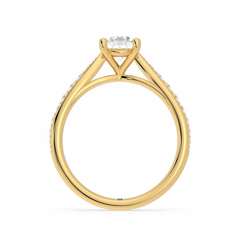 Oval Cut Moissanite Engagement Ring with Pavé Band & Hidden Anniversary Stone - Perfect for Proposals, Weddings & Anniversary Gifts