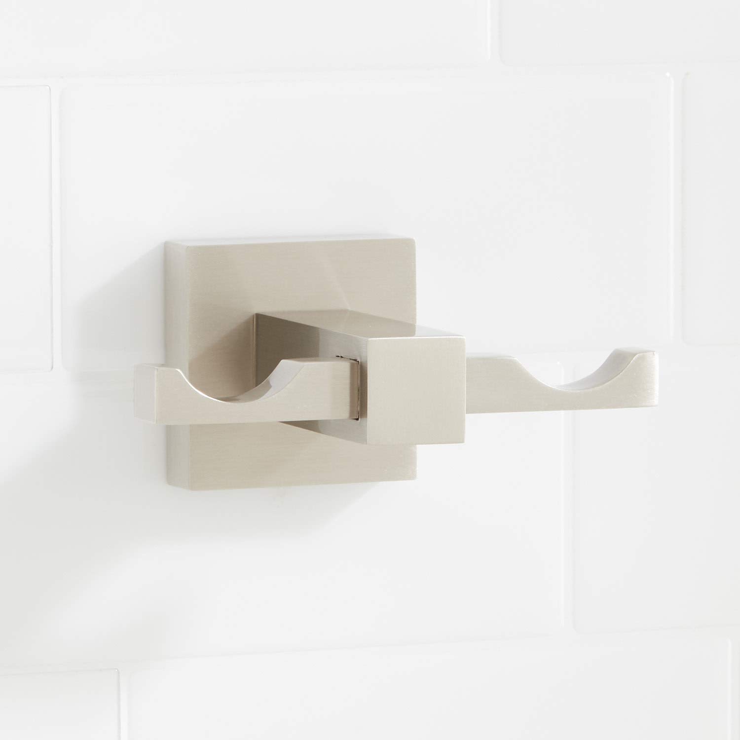 Signature Hardware 916729 Albury Wall Mounted Double Robe Hook - Durable Brass Coat Hanger for Bathroom, Bedroom & Entryway Organization
