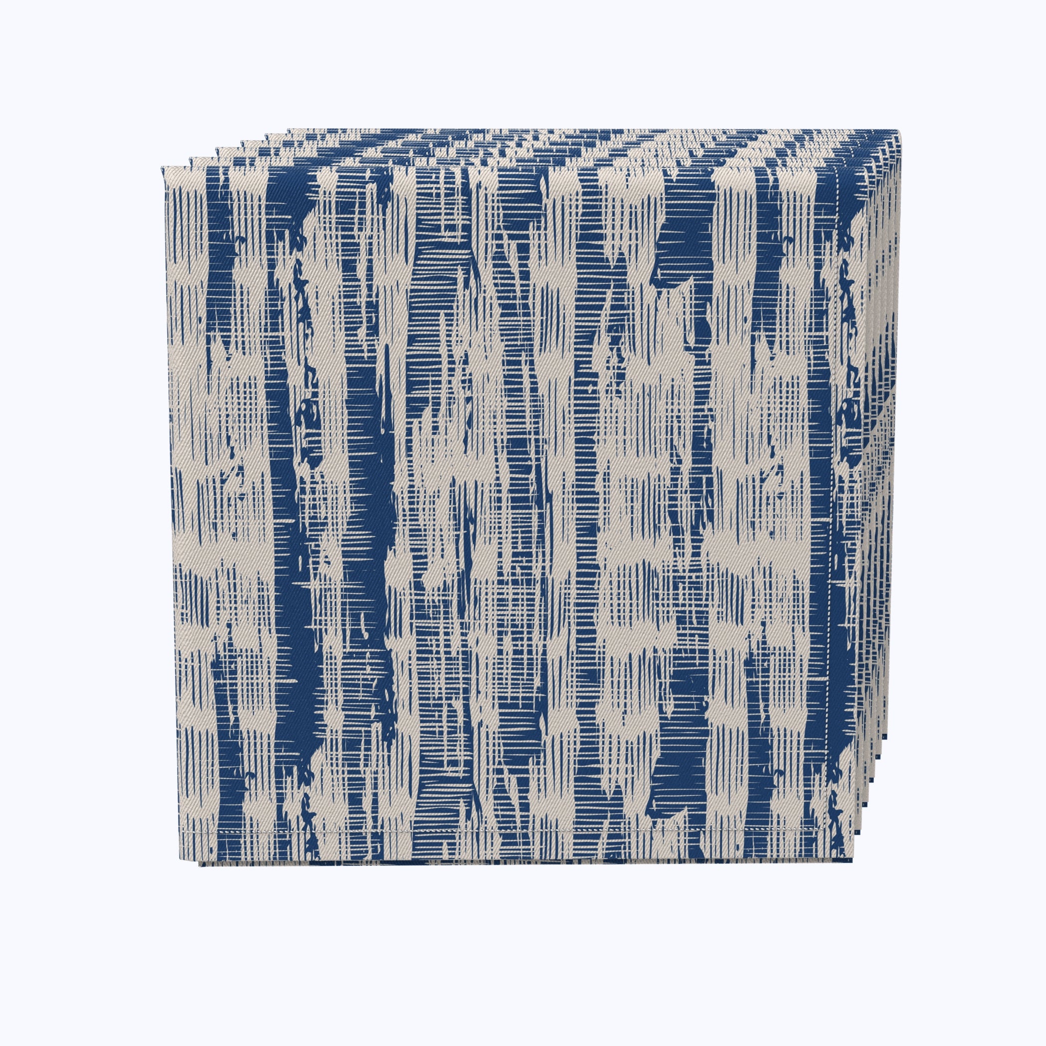 Premium Blue Batik Stripe Napkins Set of 12 - 100% Cotton Decorative Table Linens for Dinner Parties, Weddings & Home Decor - Washable & Reusable