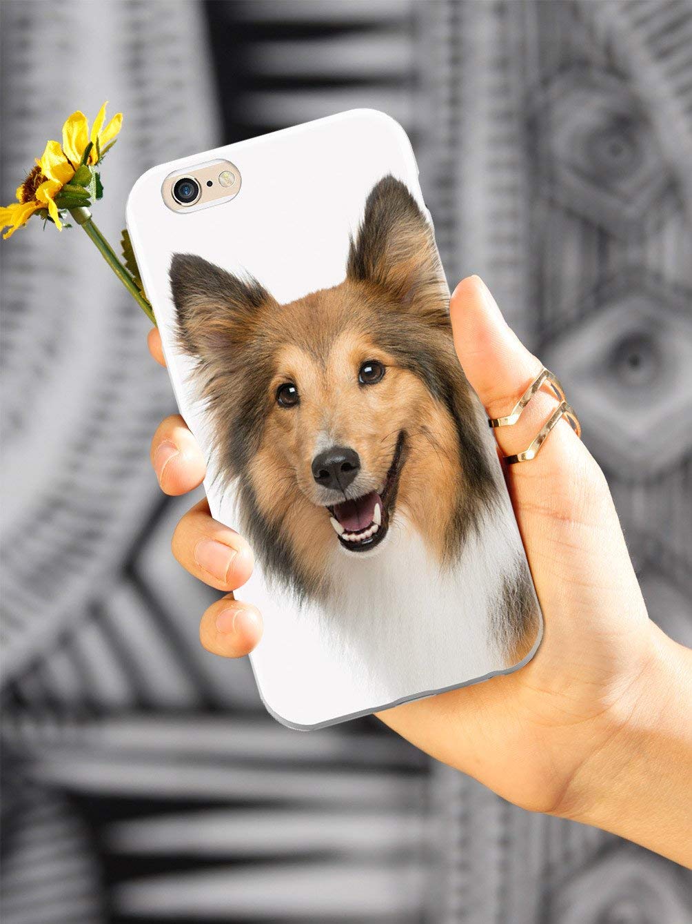 Inspired Cases - iPhone 8 Case with 3D Textured Protection - Cute Shetland Sheepdog (Sheltie) Design - Shockproof & Scratch Resistant Cover for Apple iPhone 8 - Perfect for Pet Lovers, Daily Use & Gift Giving