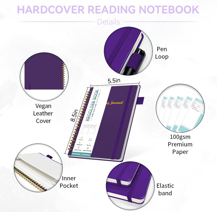Reading Journal for Book Lovers - 80 Book Reading Log & Planner to Track & Review Books - Book Club Journal (8.5x5.5