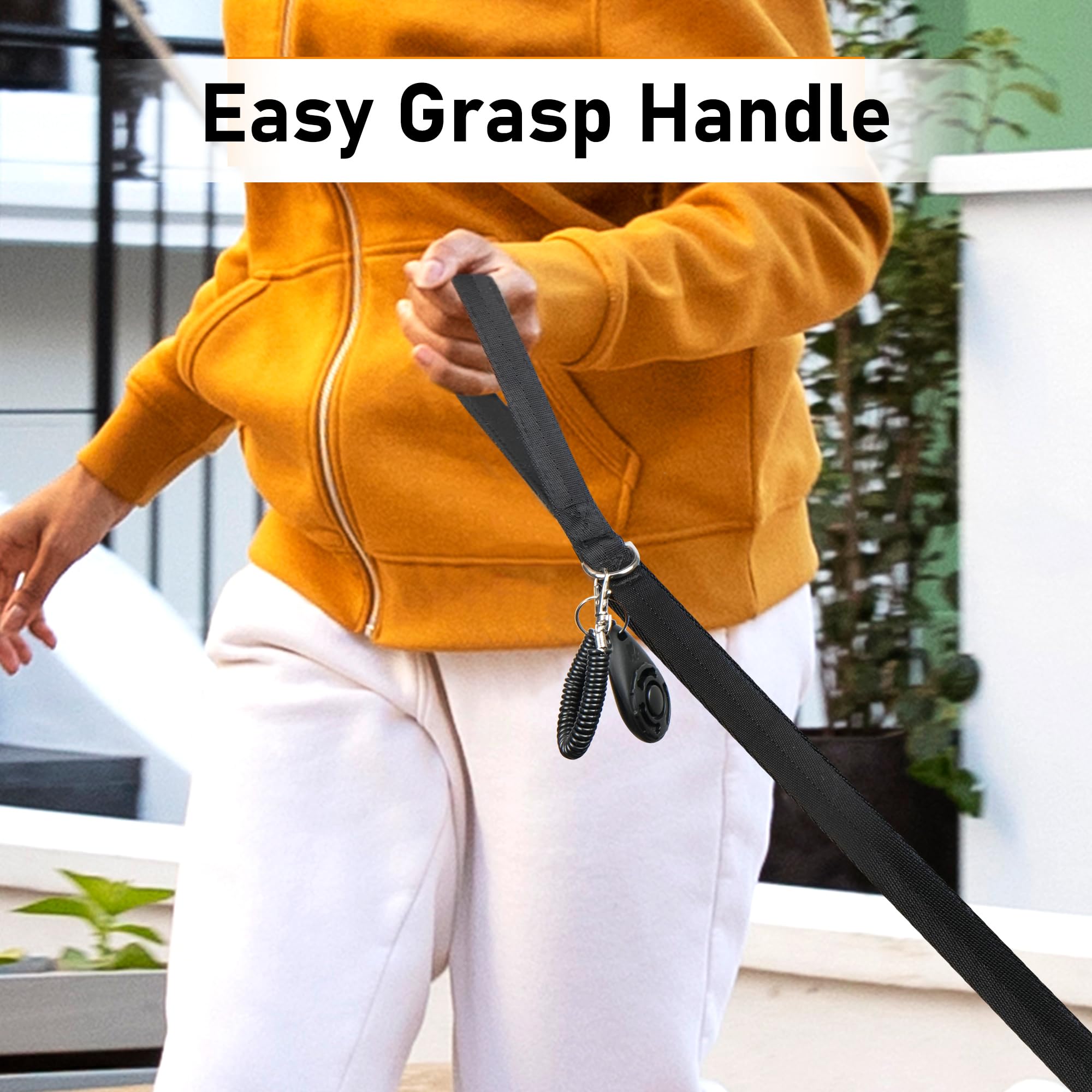 PrimePets 50ft Long Dog Leash with Training Clicker - Heavy Duty Retractable Leash for Small, Medium & Large Dogs - Perfect for Outdoor Training, Hiking, and Beach Walks