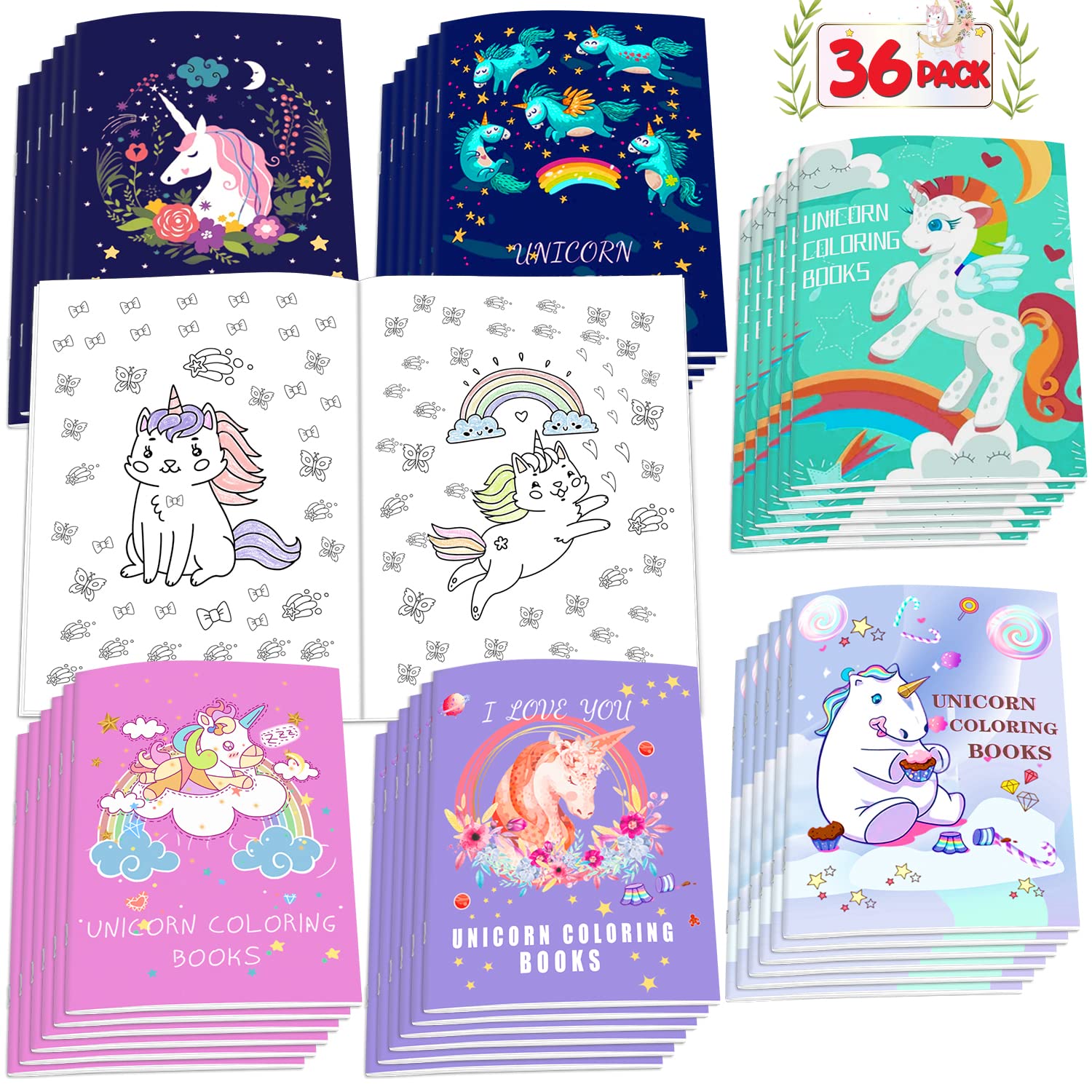 36 Pack Unicorn Coloring Books for Kids Ages 2-8 | Valentine's Day Birthday Party Favors | Classroom Activity Prizes & Goodie Bag Stuffers | Creative Art Gift for Girls & Boys | Birthday Party, School Events & Holiday Gifts