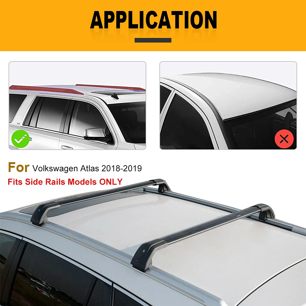 OCPTY Universal Cross Bars Roof Rack - Compatible with Volkswagen Atlas 2018-2019 Models - Heavy Duty Luggage Racks for Rooftop Cargo Carrier, Bags, Kayak, Canoe, Bike, Snowboard & Ski - Perfect for Road Trips, Camping & Outdoor Adventures