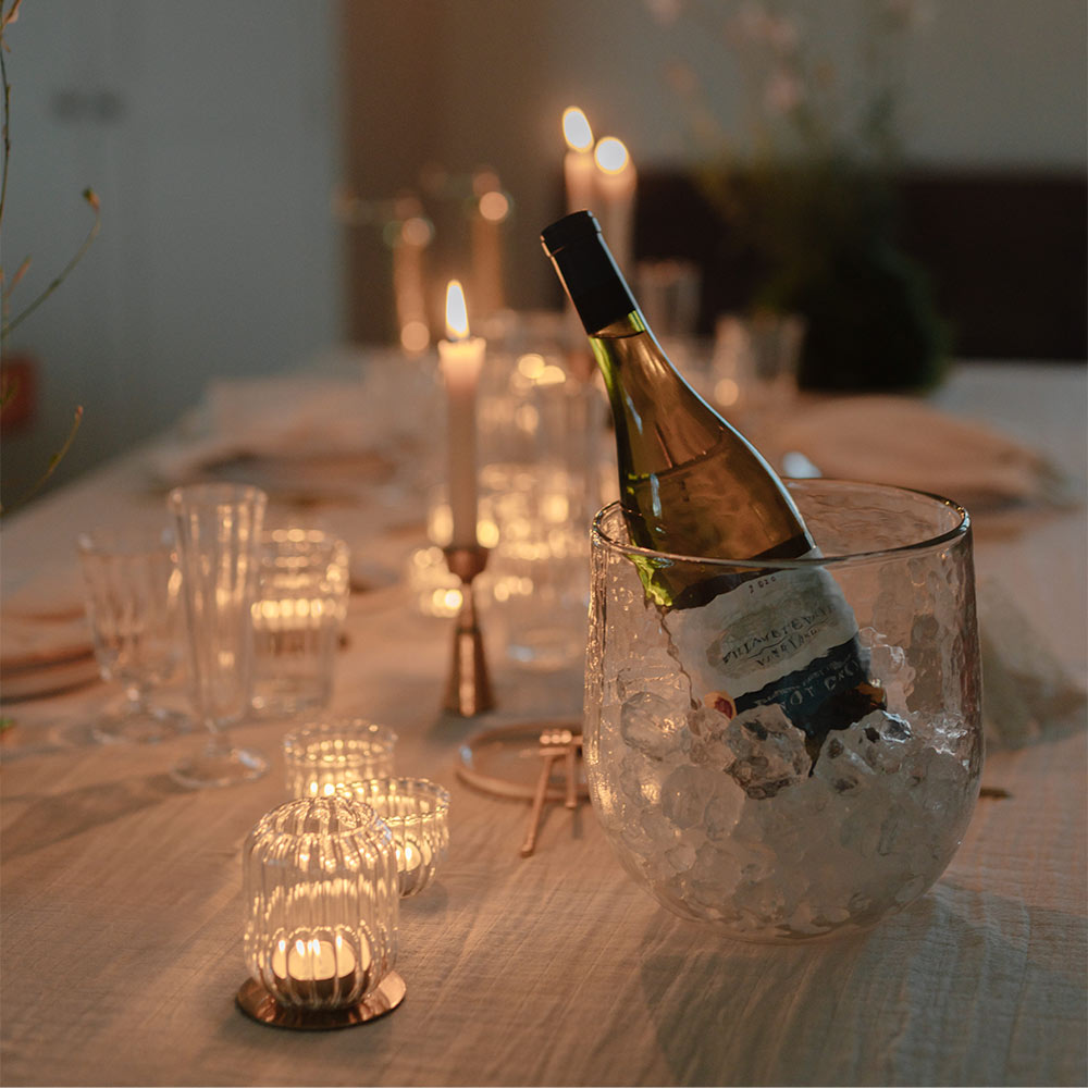 Premium Dimpled Glass Hurricane Vase - Elegant Ice Bucket for Champagne, Cocktails & Party Decor - Perfect for Weddings, Bars & Home Entertaining