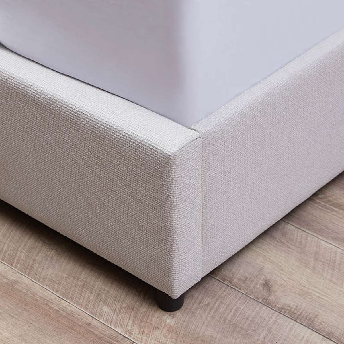 Reeve Cushion Queen Bed Frame - Beige Upholstered Platform Bed with Headboard | Perfect for Modern Bedrooms & Guest Rooms