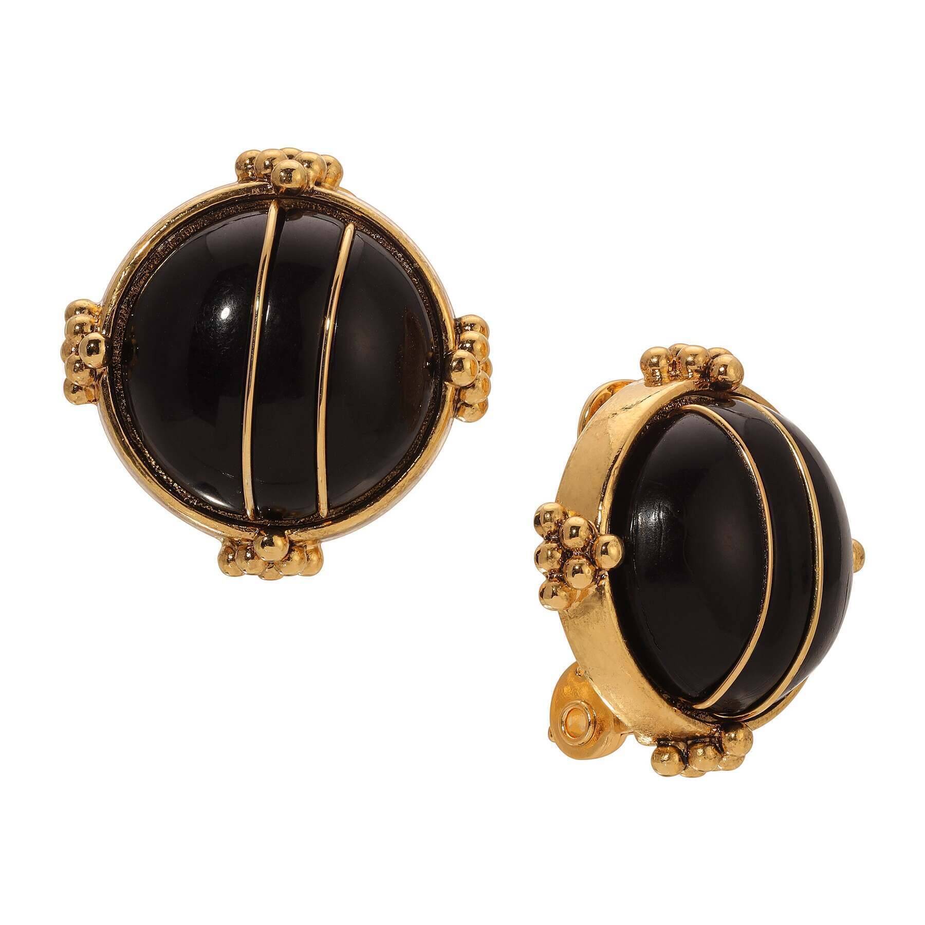 1928 Art Deco Round Stone Clip-On Earrings for Women - Vintage Style Jewelry for Parties, Weddings & Special Occasions