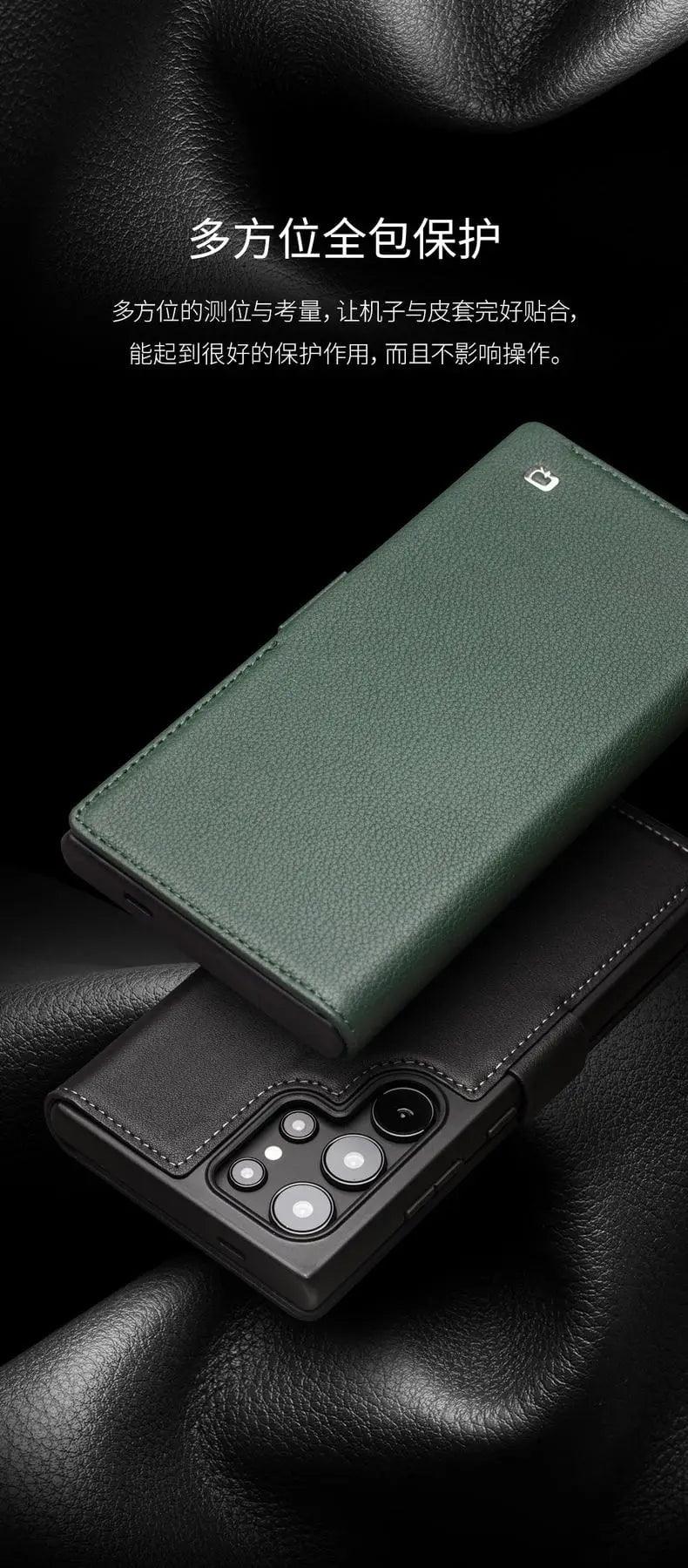 Genuine Leather Flip Cover Case for Samsung Galaxy S24 - Slim Protective Wallet Stand Case with Card Slots | Perfect for Work, Travel & Daily Use