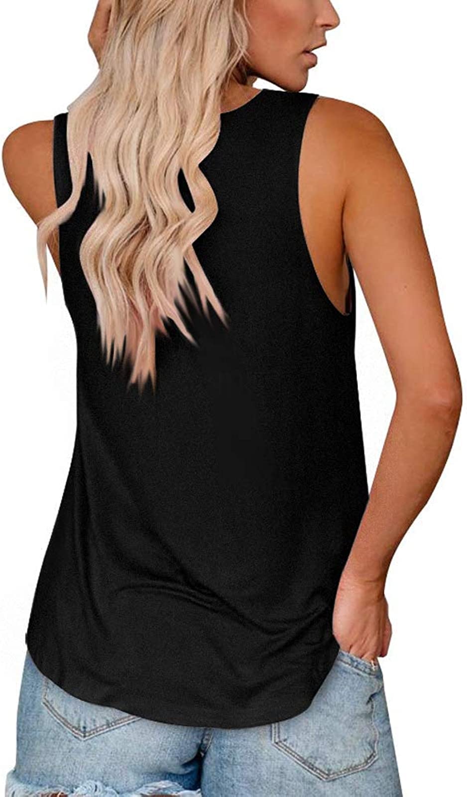 SAUKOLE Women's Sleeveless Tank Tops - Cute Printed Yoga Workout Shirts for Running & Gym - Breathable Loose Fit Activewear for Summer Workouts & Casual Wear