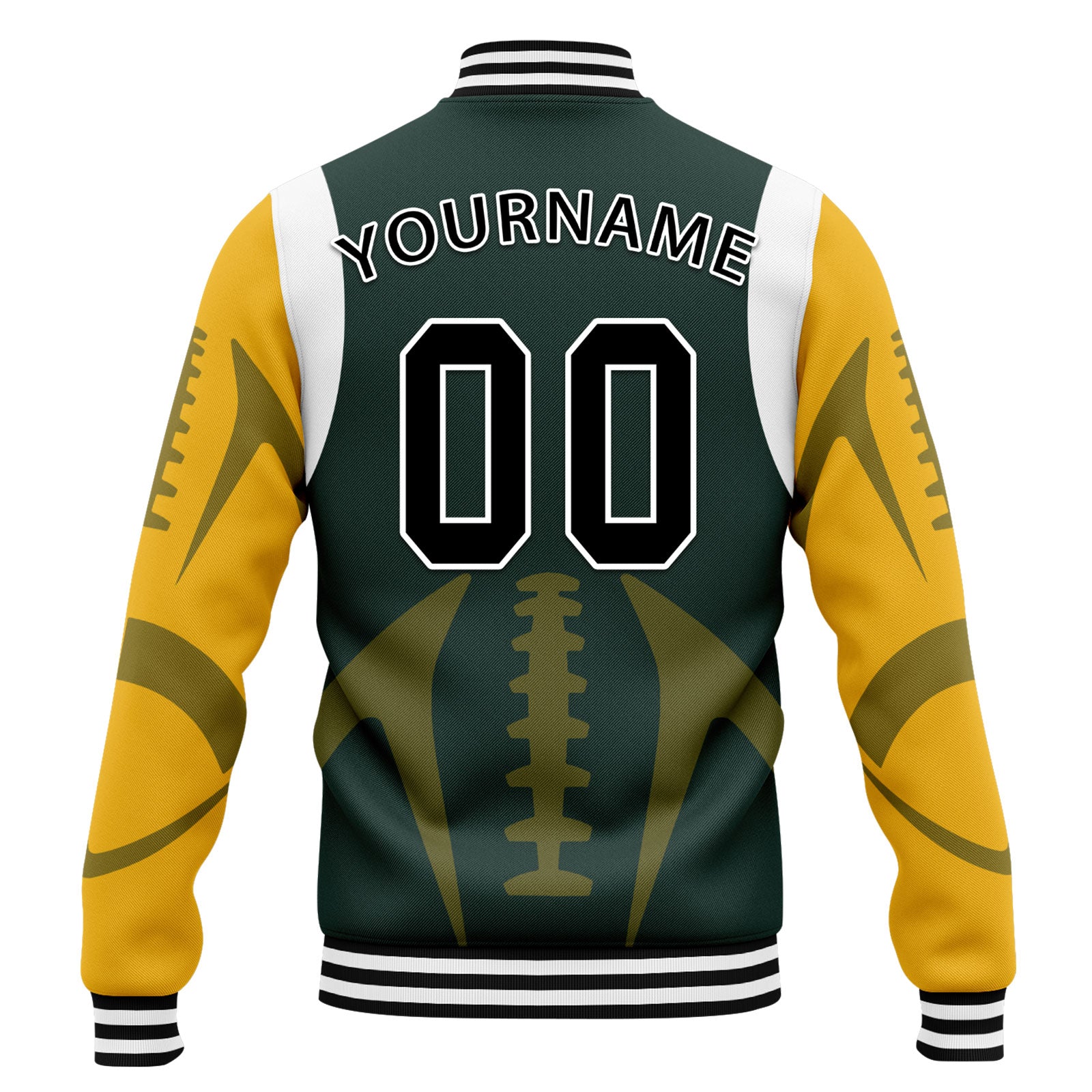 Custom Green Bay Packers Bomber Jacket - Personalized Varsity Letterman Jacket with Full Snap Closure (FZ005 D025004) - Perfect for Game Day, Sports Events & Casual Wear
