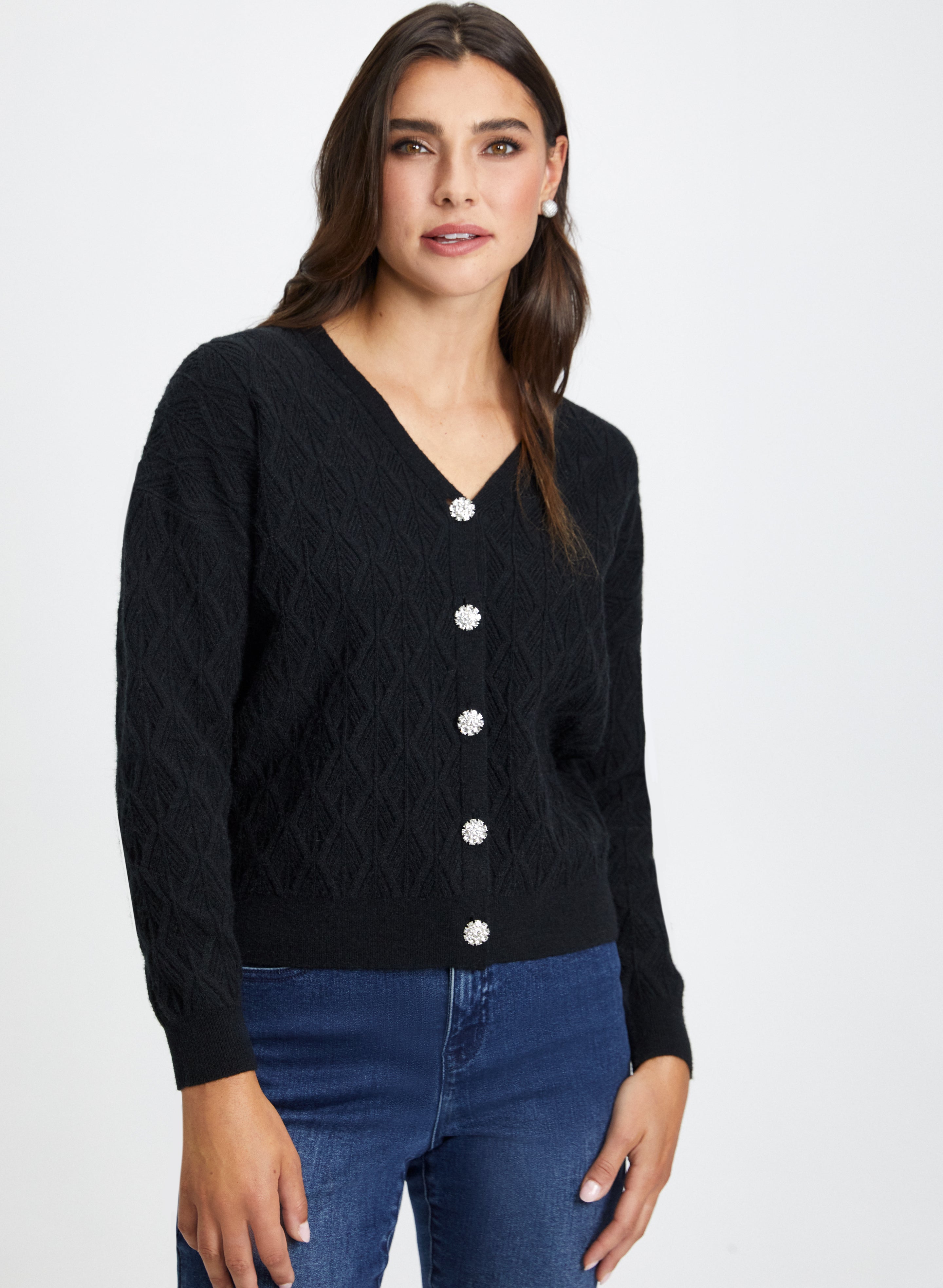 Embellished Button Cardigan for Women - Elegant Knit Sweater with Pearl Buttons | Perfect for Office, Date Night & Fall Layering