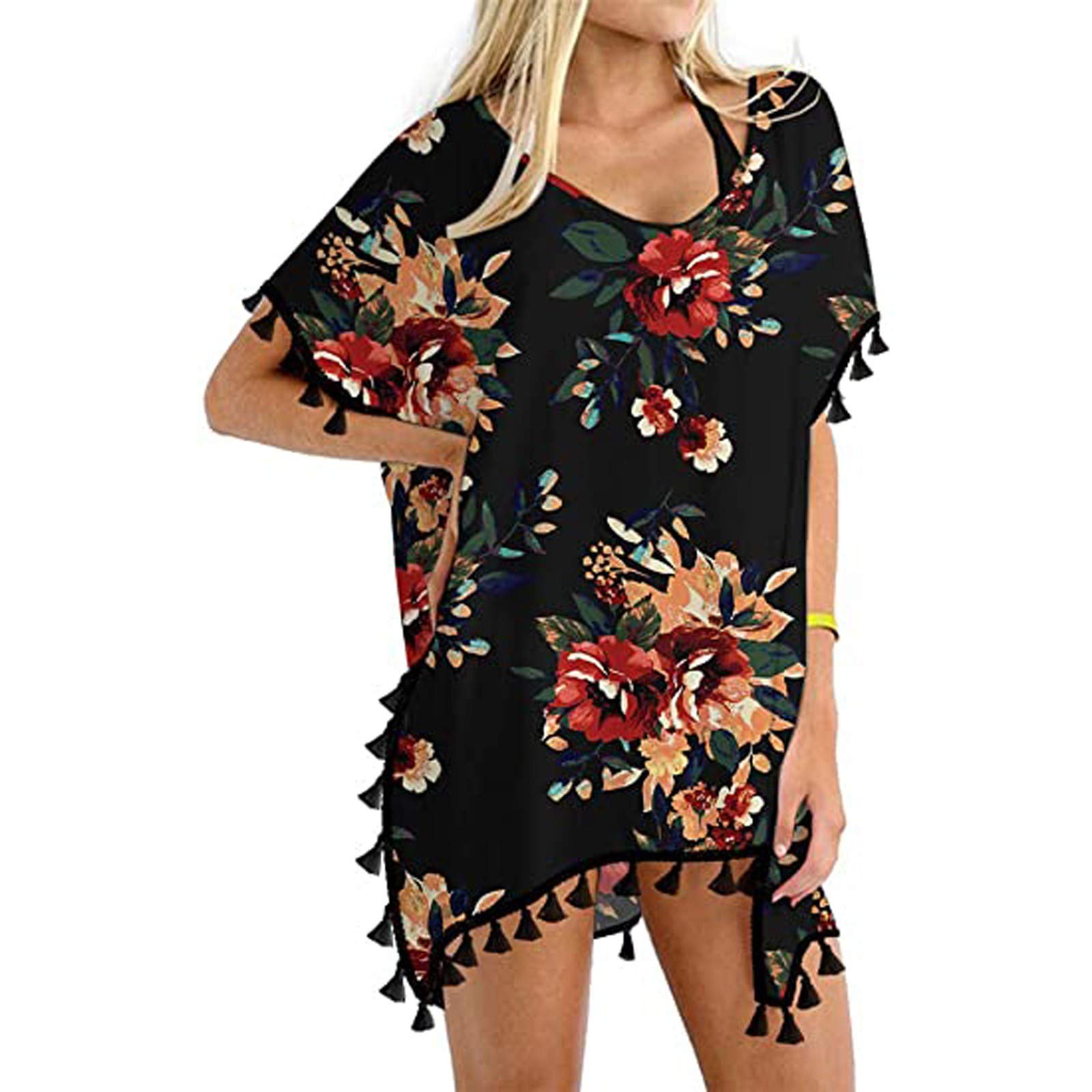 Women's V-Neck Cover Up Dress - Boho Swimsuit Beach Shirt & Bikini Beachwear - Perfect for Poolside, Vacations, and Summer Outings