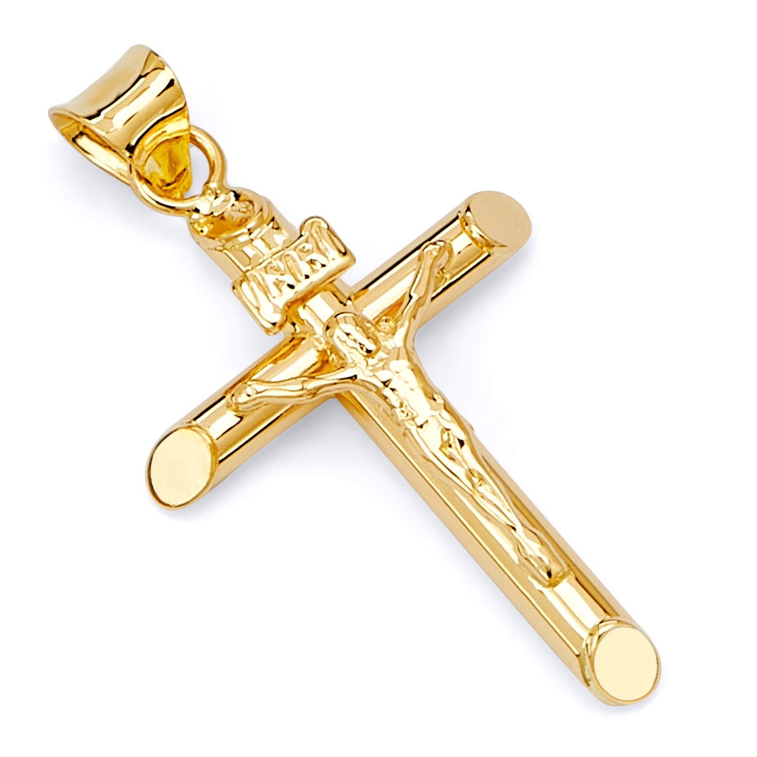 14K Real Gold Religious Crucifix Jesus Cross Pendant Charm - Choose Size & Chain Length | Perfect for Baptism, First Communion, Confirmation Gifts & Everyday Faith Jewelry