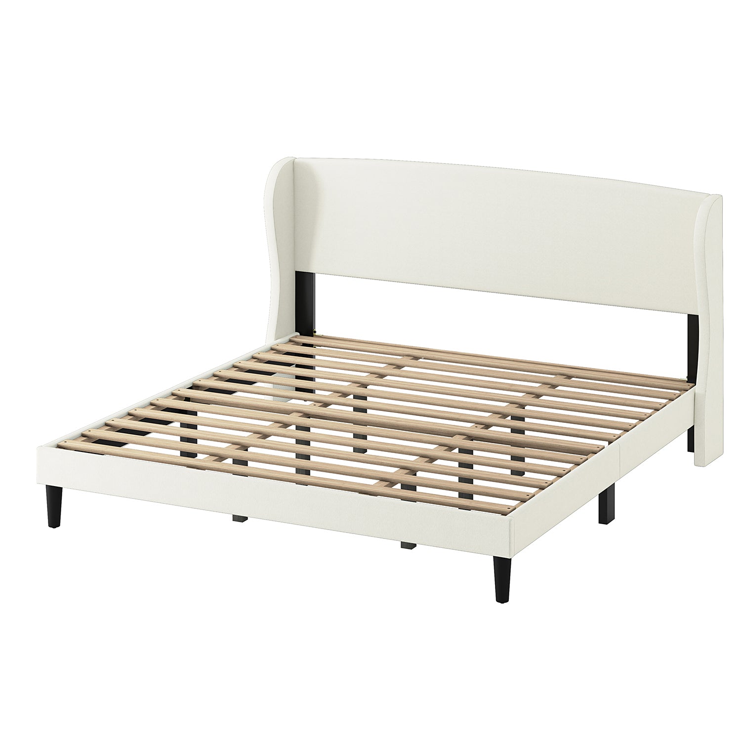 Baotist Upholstered Wingback Platform Bed Frame - Queen Size Modern Bedroom Furniture for Master Bedroom, Guest Room & Apartment
