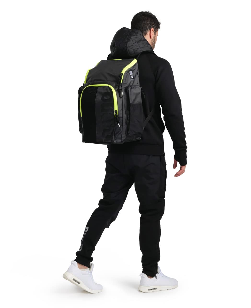 **Arena Spiky III 45L Waterproof Swim Backpack – Large Sports Gym Rucksack for Swimming Athletes – Durable Training Gear Equipment for Men & Women – Dark Smoke/Neon Yellow – Perfect for Pool, Gym & Travel**