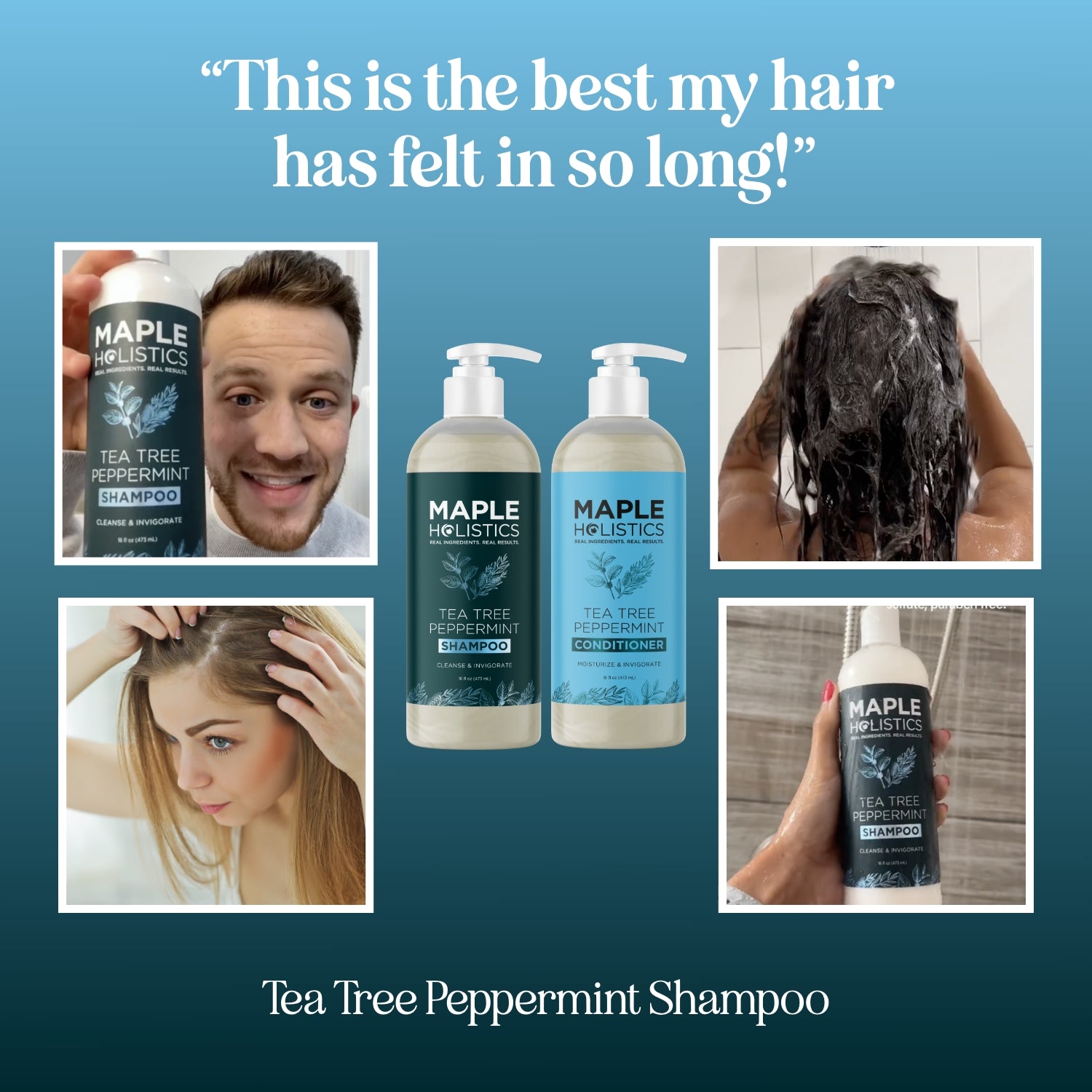 Tea Tree Peppermint Shampoo & Conditioner Set for Dandruff Control & Scalp Care - Refreshing Hair Care Duo for Daily Use at Home or Salon