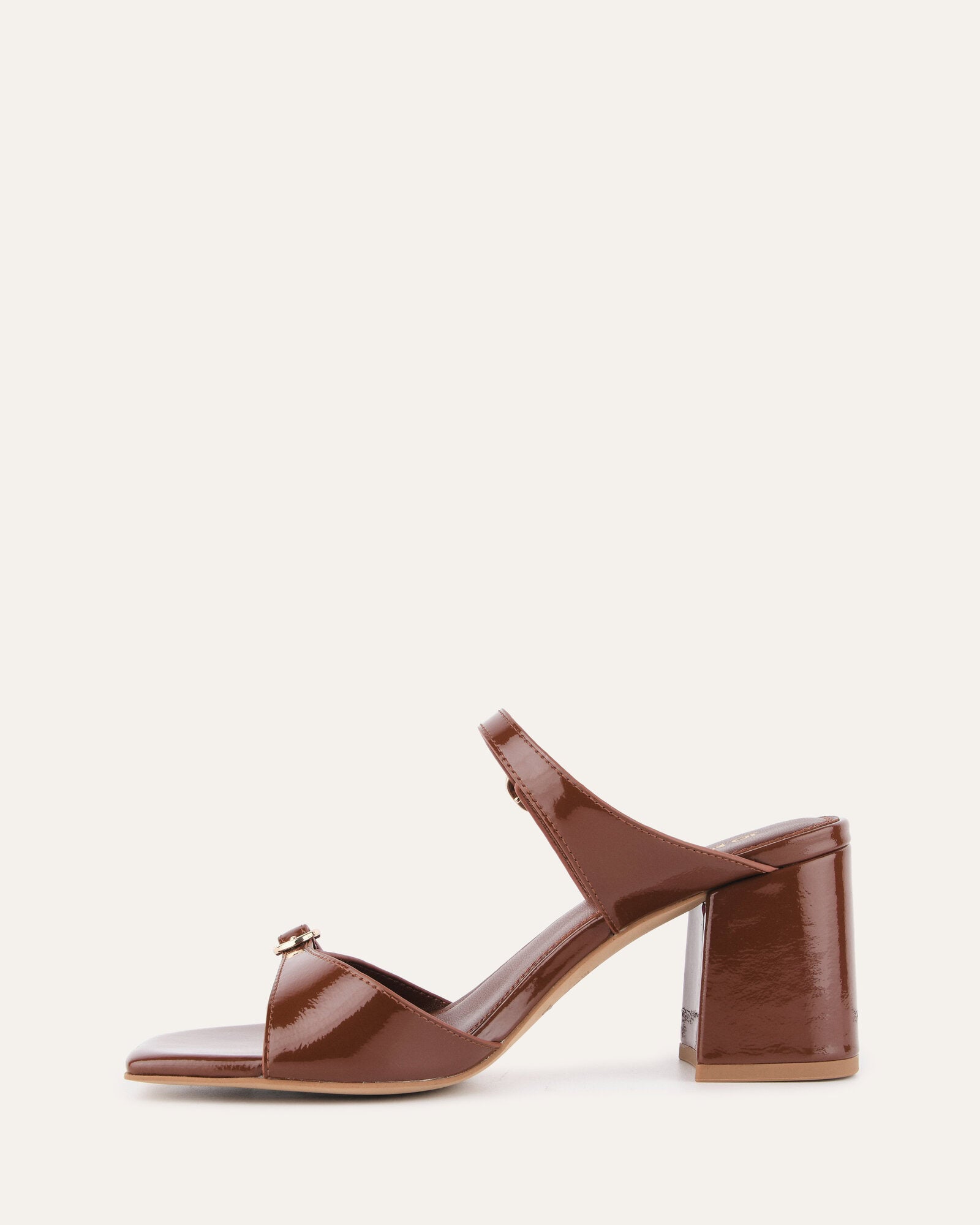 SPENCER Women's Mid Heel Sandals - Chestnut Patent Leather Summer Dress Shoes for Weddings, Parties & Office Wear