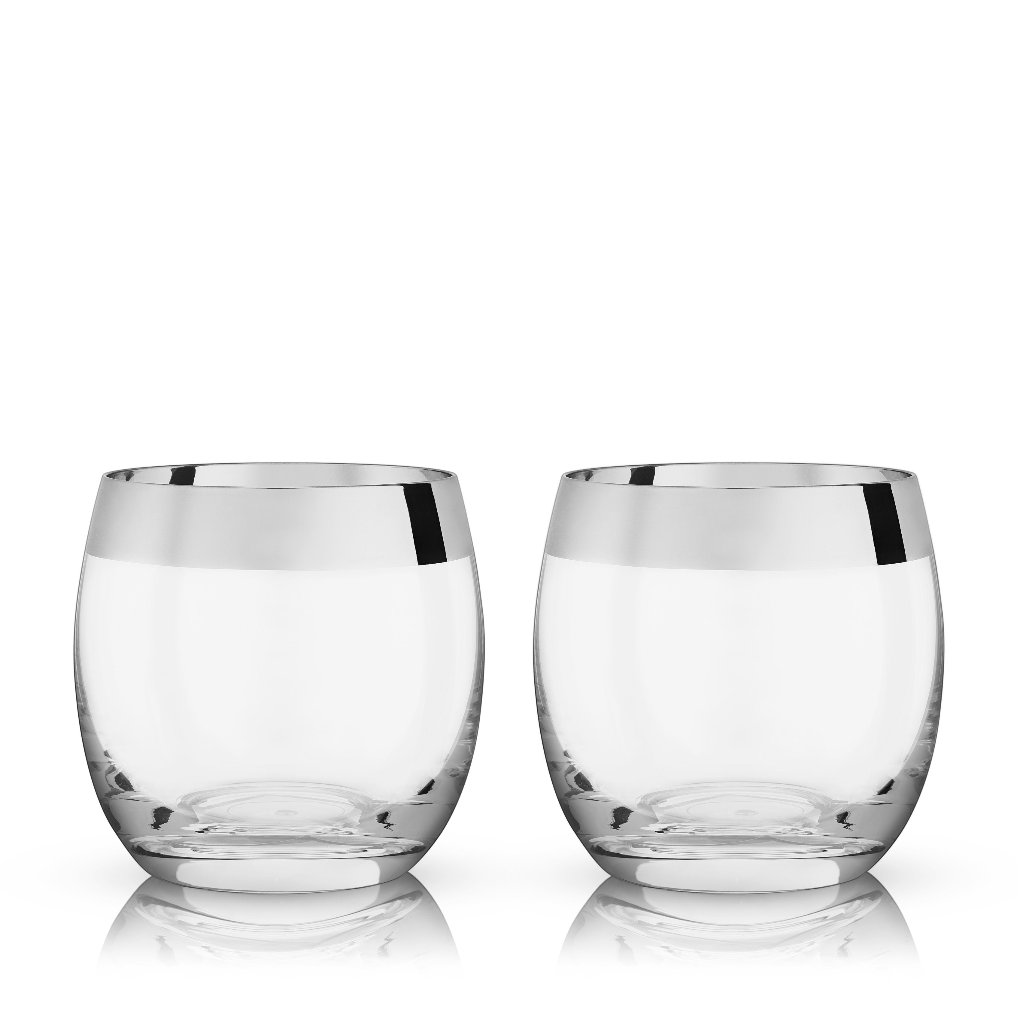 Premium Irving Chrome Rimmed Crystal Tumblers Set of 2 - Elegant Drinking Glasses for Cocktails, Whiskey & Wine - Perfect for Home Bar, Dinner Parties & Wedding Gifts