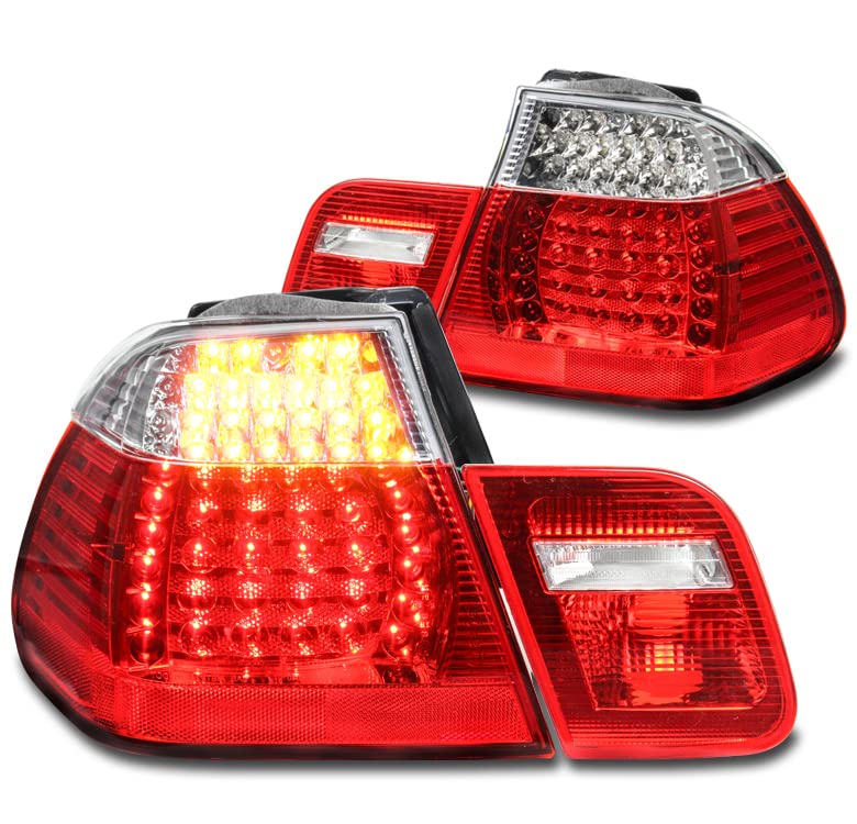 Bright Red LED Tail Brake Lights Rear Lamps - Compatible with 2002-2005 BMW 3 Series E46 Sedan 4Dr - Enhanced Visibility & Safety for Night Driving