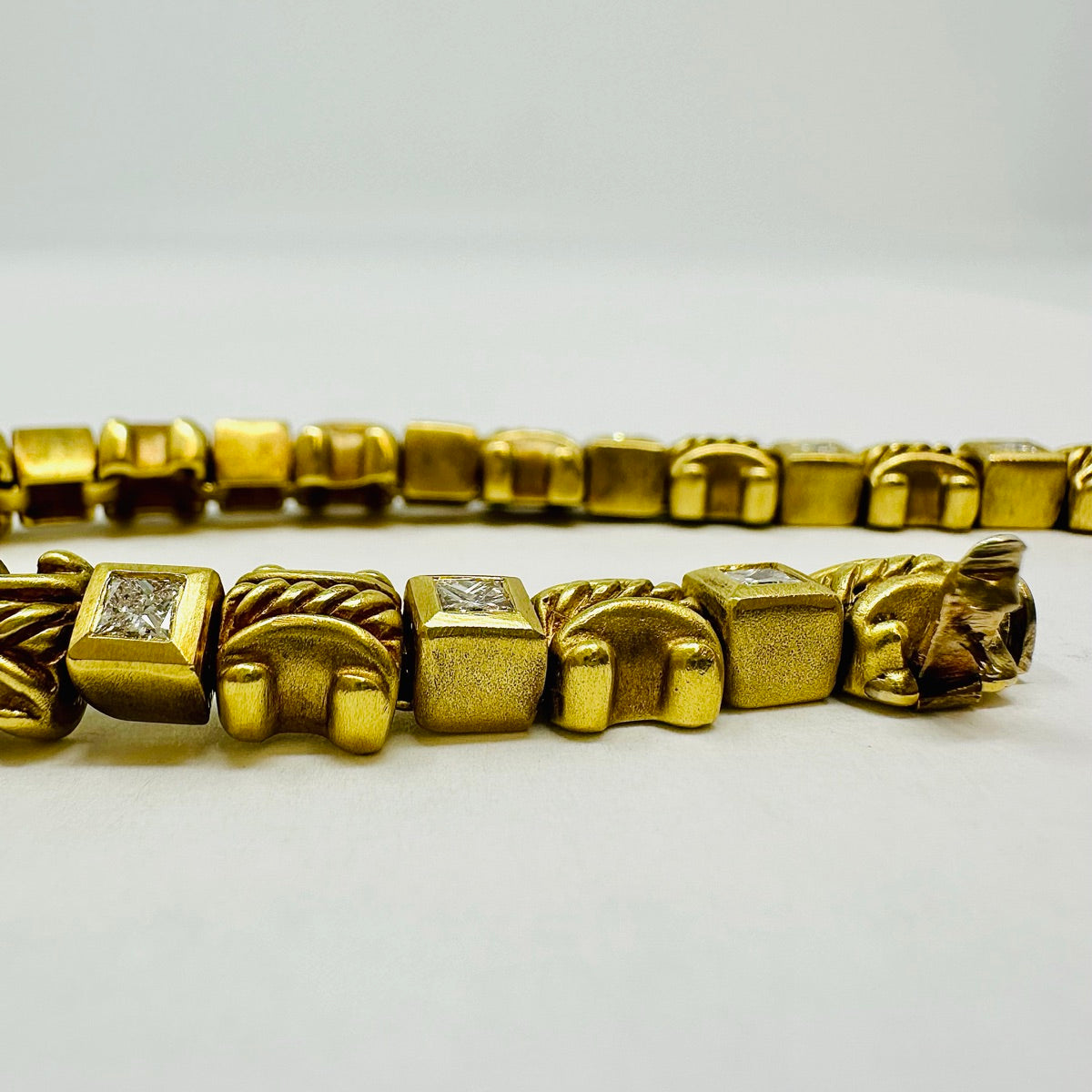 18K Yellow & White Gold Diamond Bracelet with 14 Genuine Diamonds - Elegant Jewelry for Women, Perfect for Weddings, Anniversaries & Special Occasions