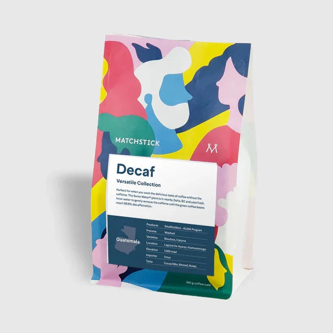 MATCHSTICK COFFEE BEANS Versatile Collection Decaf, 340g - Premium Decaffeinated Coffee for Home, Office & Gifts | Smooth Flavor, Aromatic Blend | Perfect for Morning Brew, Afternoon Pick-Me-Up & Evening Relaxation