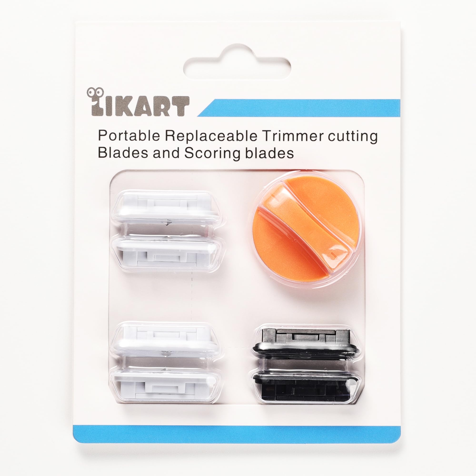 Likart 6-Pack Replacement Blades for Paper Trimmer - 4 Cutting Blades & 2 Scoring Blades with Holder - Compatible with Portable Paper Cutters & Roll Holders - Orange | Ideal for Office, Crafting, Scrapbooking & Document Cutting